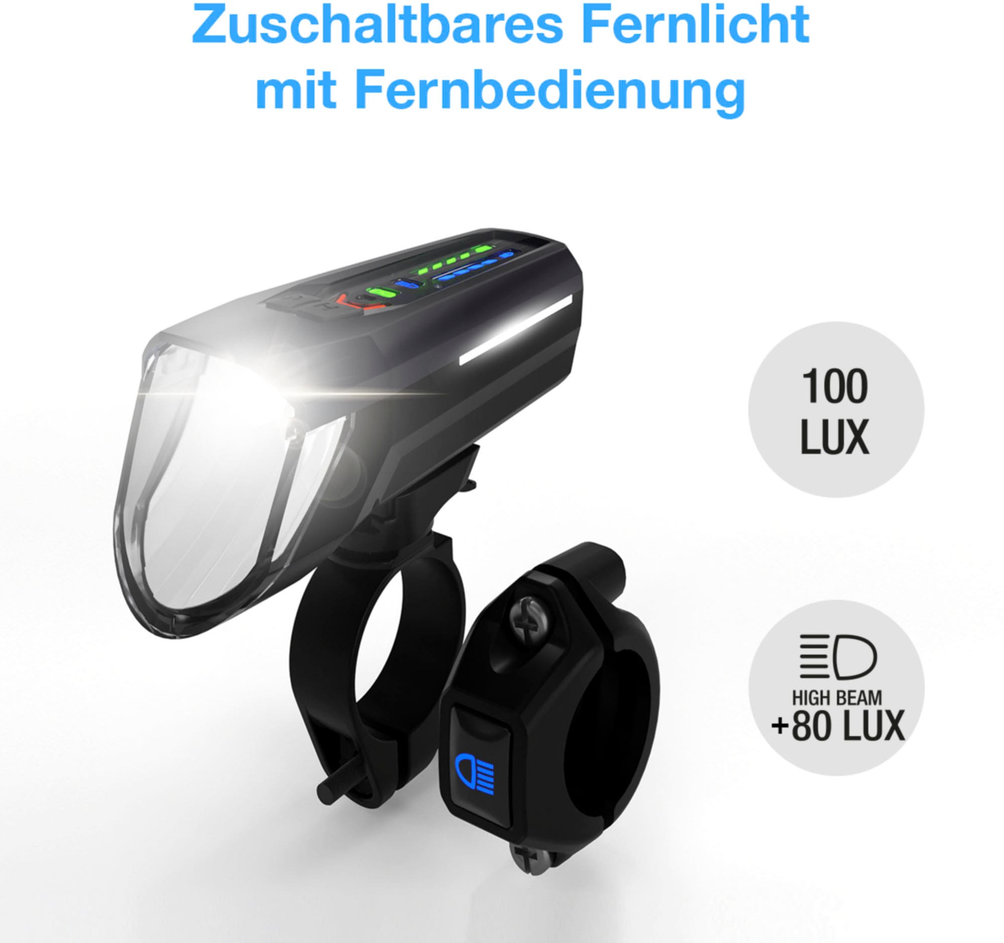 FISCHER Fahrrad Fahrrad-Frontlicht »LED-Akku Frontlicht 100 Lux Fernlicht«