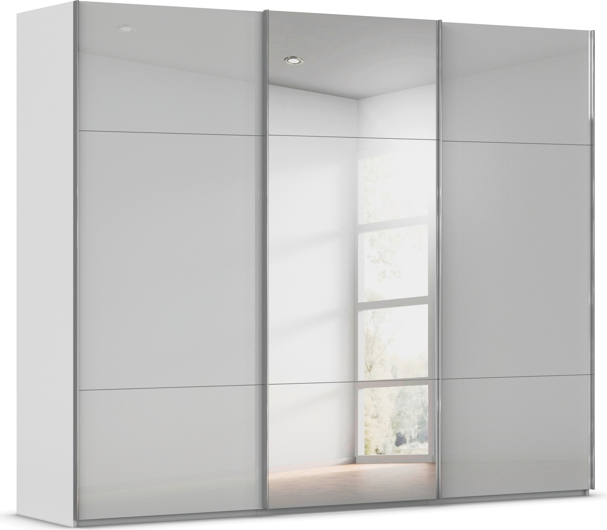 rauch Schwebetürenschrank "Kleiderschrank Schrank Garderobe Schlafzimmerschrank CONTIDO" 3 verschiedene Ausstattungen BASIC/CLASSIC/PREMIUM (inkl. SOFT-CLOSE), aus hochwertigem Material in 6 Breiten 2 Griff-Farben MADE IN GERMANY