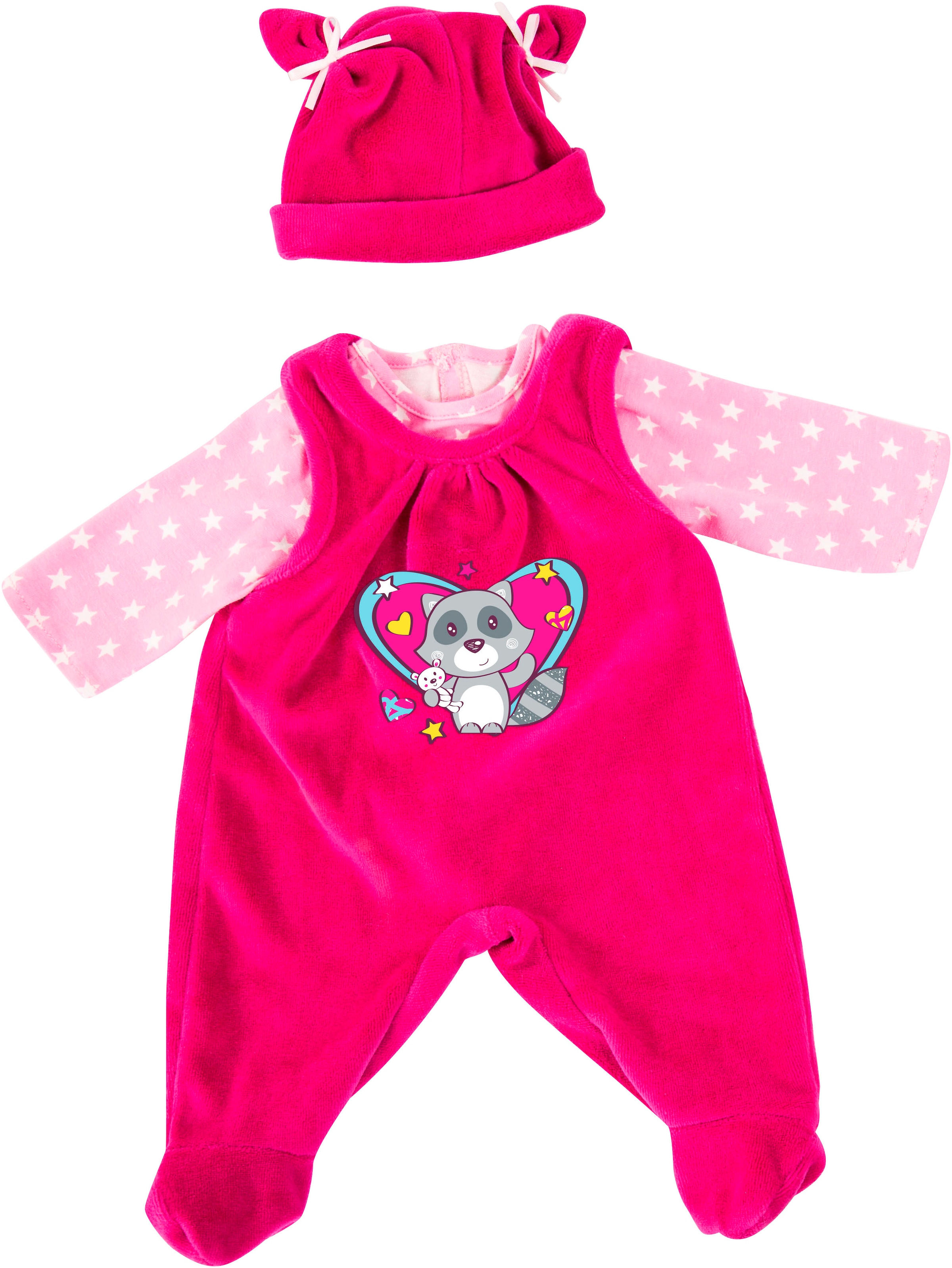 BAYER Kinder Puppenkleidung "Latzhose Waschbär 46 cm", pink, Puppenkleidung