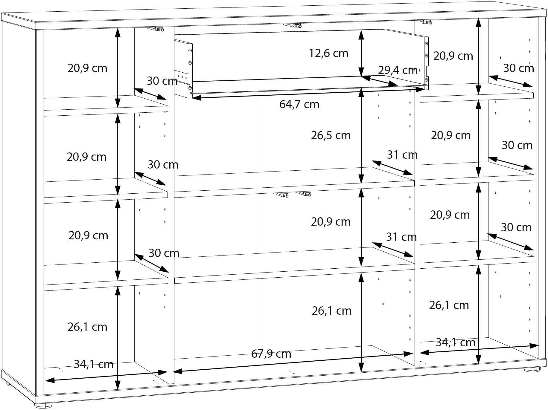 FORTE Schuhschrank B/H/T 143,9/99,1/34,9 cm Push to open, 28  Paar Schuhe