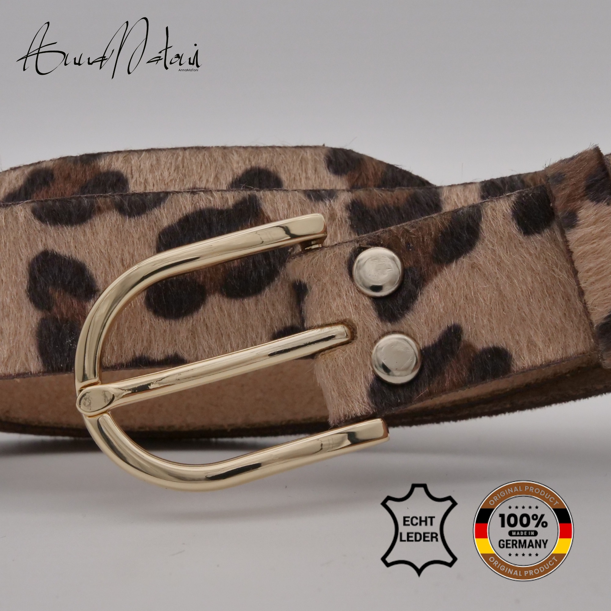 Ledergürtel ANNAMATONI "AnnaMatoni Damen Ledergürtel in hochwertigem Kunstfell in Leo", Damen, Gr. TW100 - 115cm Gesamtlänge, leo 650, 100% Leder, Gürtel Ledergürtel 9