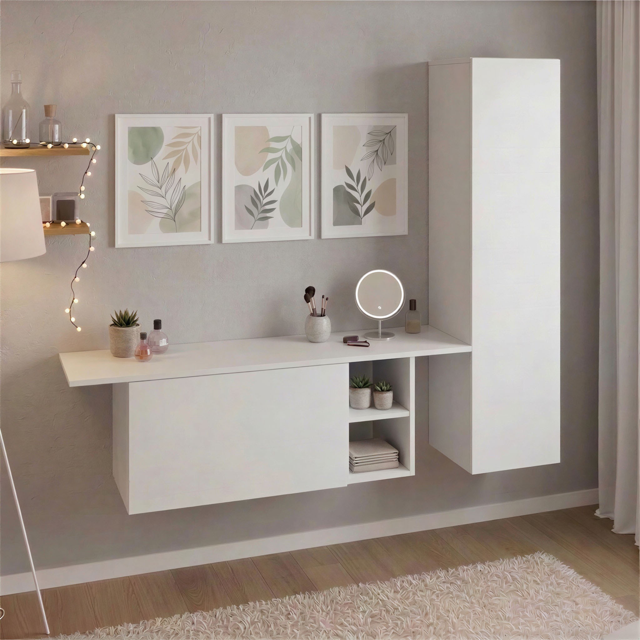 borchardt Möbel Garderoben-Set »Toledo, moderne hängende Garderobe, Schminktisch mit Regalfächern« Spar-Set, 