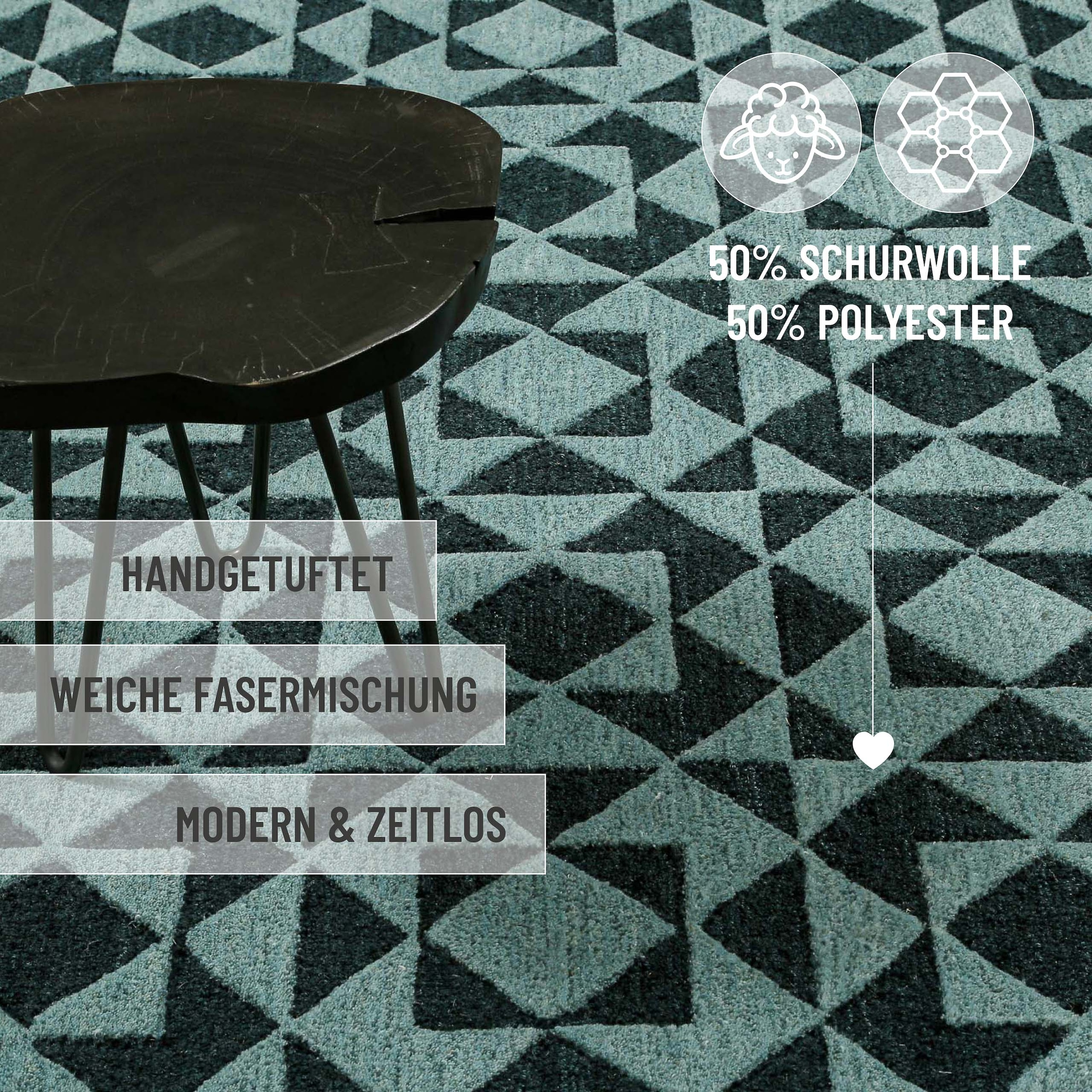 Wecon home Teppich »Downtown«, rechteckig, 10 mm Höhe, handgefertigt, pflegeleicht, Fasermix, Wohnzimmer, Schlafzimmer