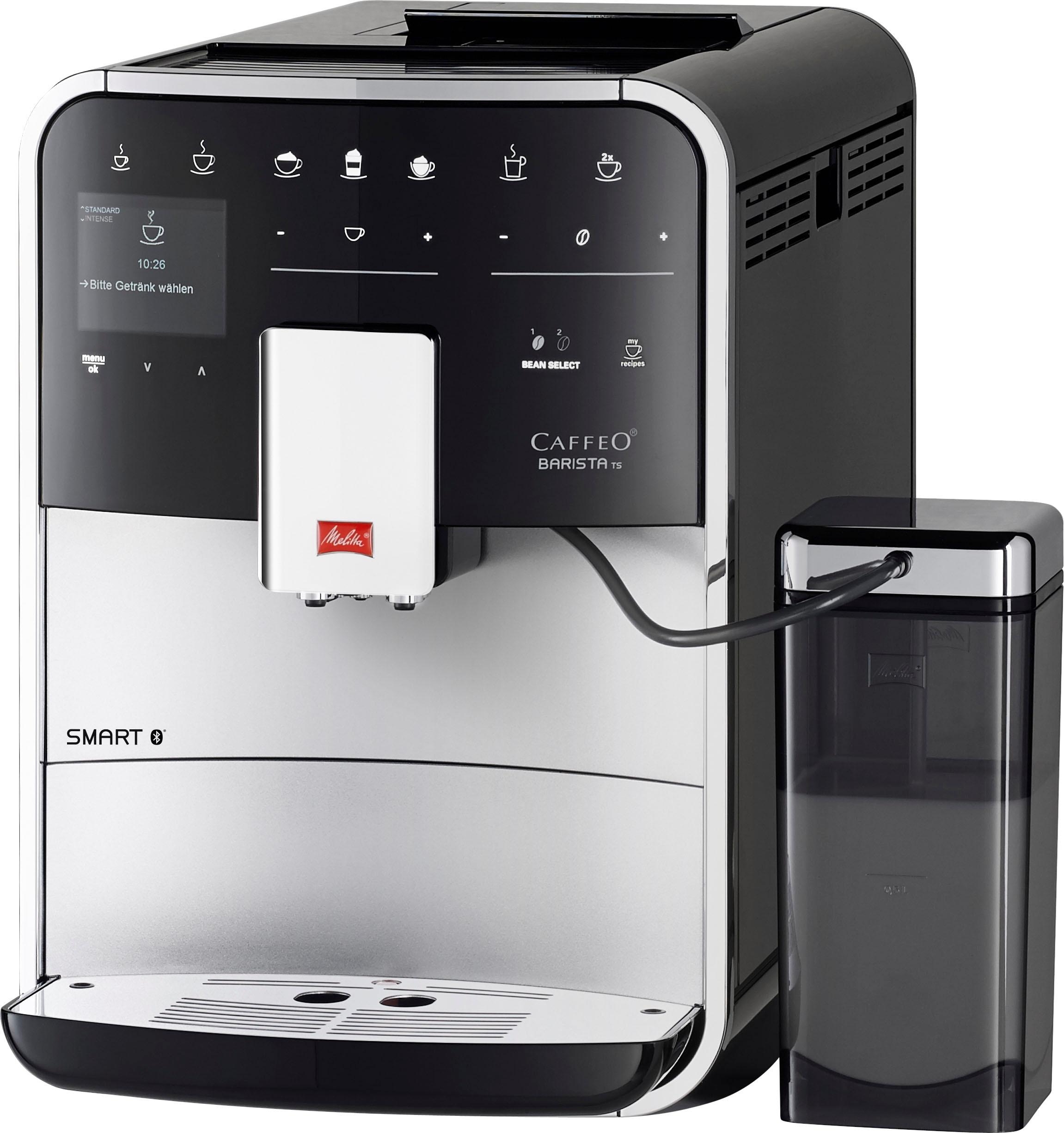 Melitta Kaffeevollautomat »Barista TS Smart® F850-101, silber«, 21 Kaffeerezepte & 8 Benutzerprofile, 2-Kammer Bohnenbehälter