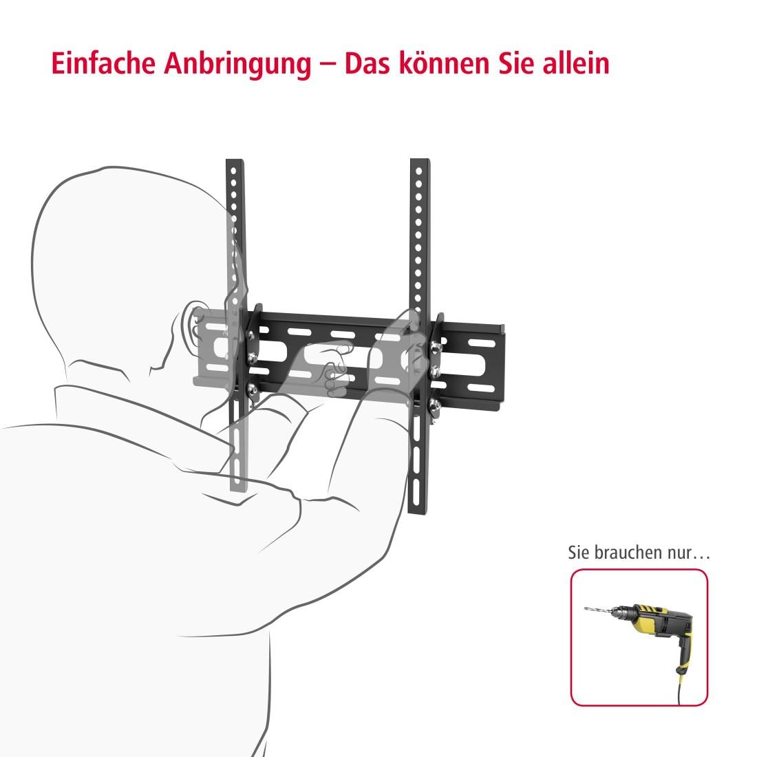 Hama TV-Wandhalterung »TV-Wandhalter Arm bis 72cm ausziehbar 32-65 Zoll/81-165cm  bis 50kg«, bis 165 cm Zoll ➥ 3 Jahre XXL Garantie