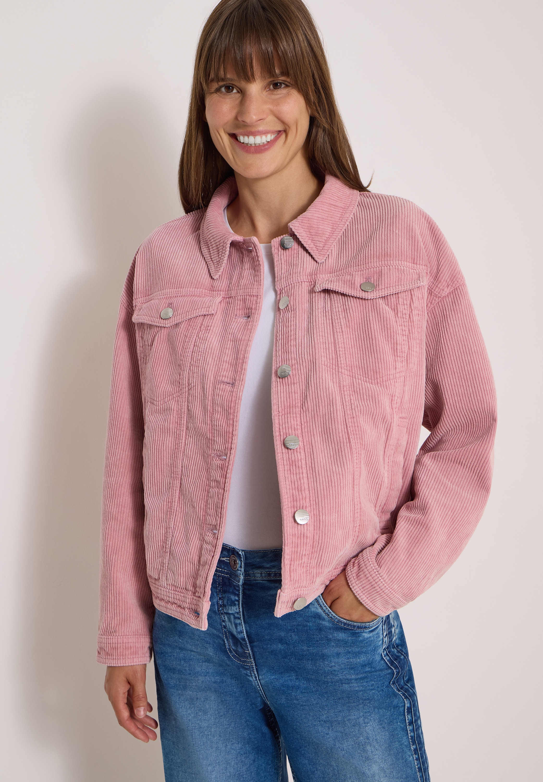 Cecil Cordjacke ohne Kapuze Cord-Overshirt im Washed-Look / mit Hemdblusenkragen