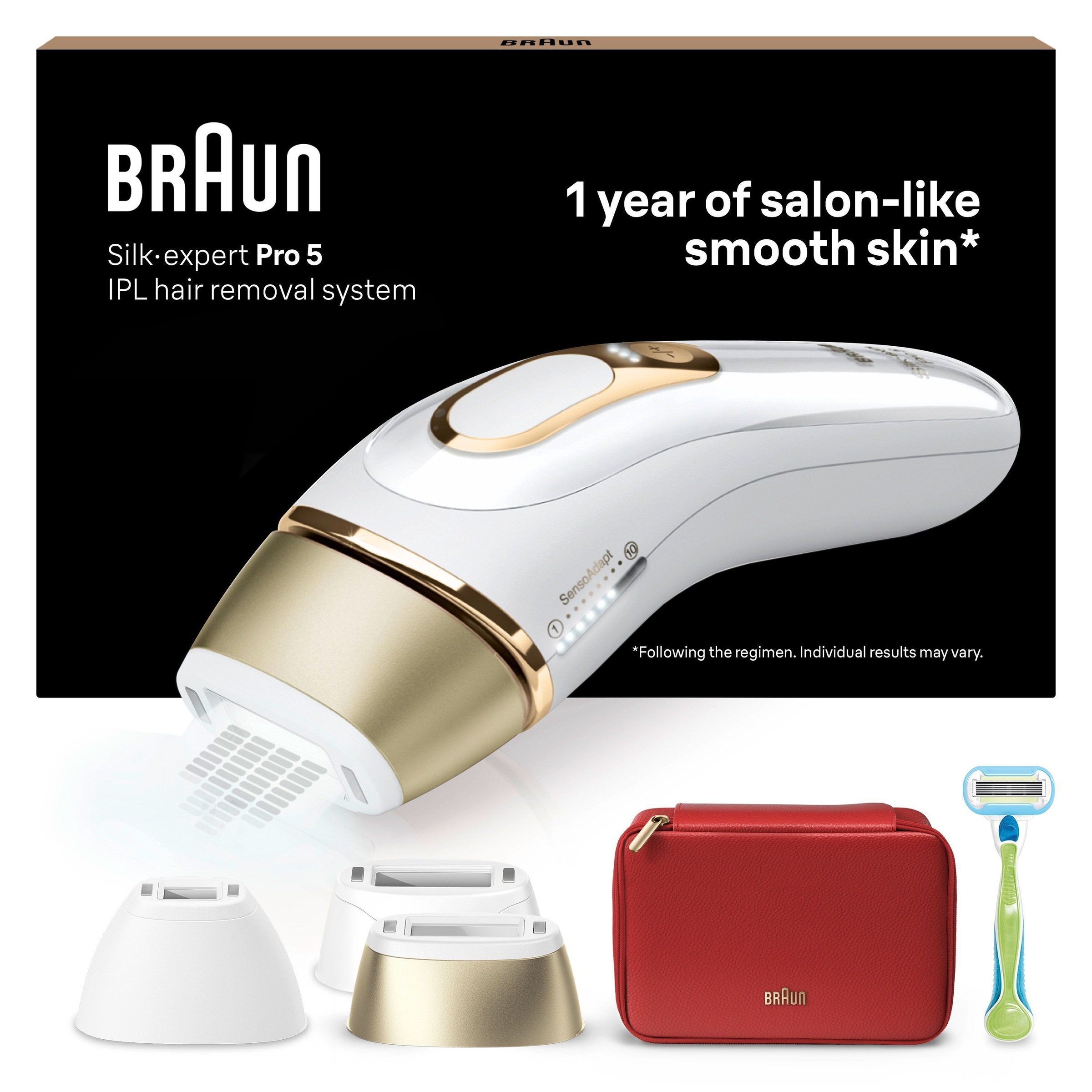 Braun IPL-Haarentferner "Silk·expert Pro 5 PL5431 (Modell 2026) PL5262 (Modell 2025)" pro Minute bis zu 125 Lichtimpulse 3 Aufsätze, Aufbewahrungstasche, Venus Rasierer