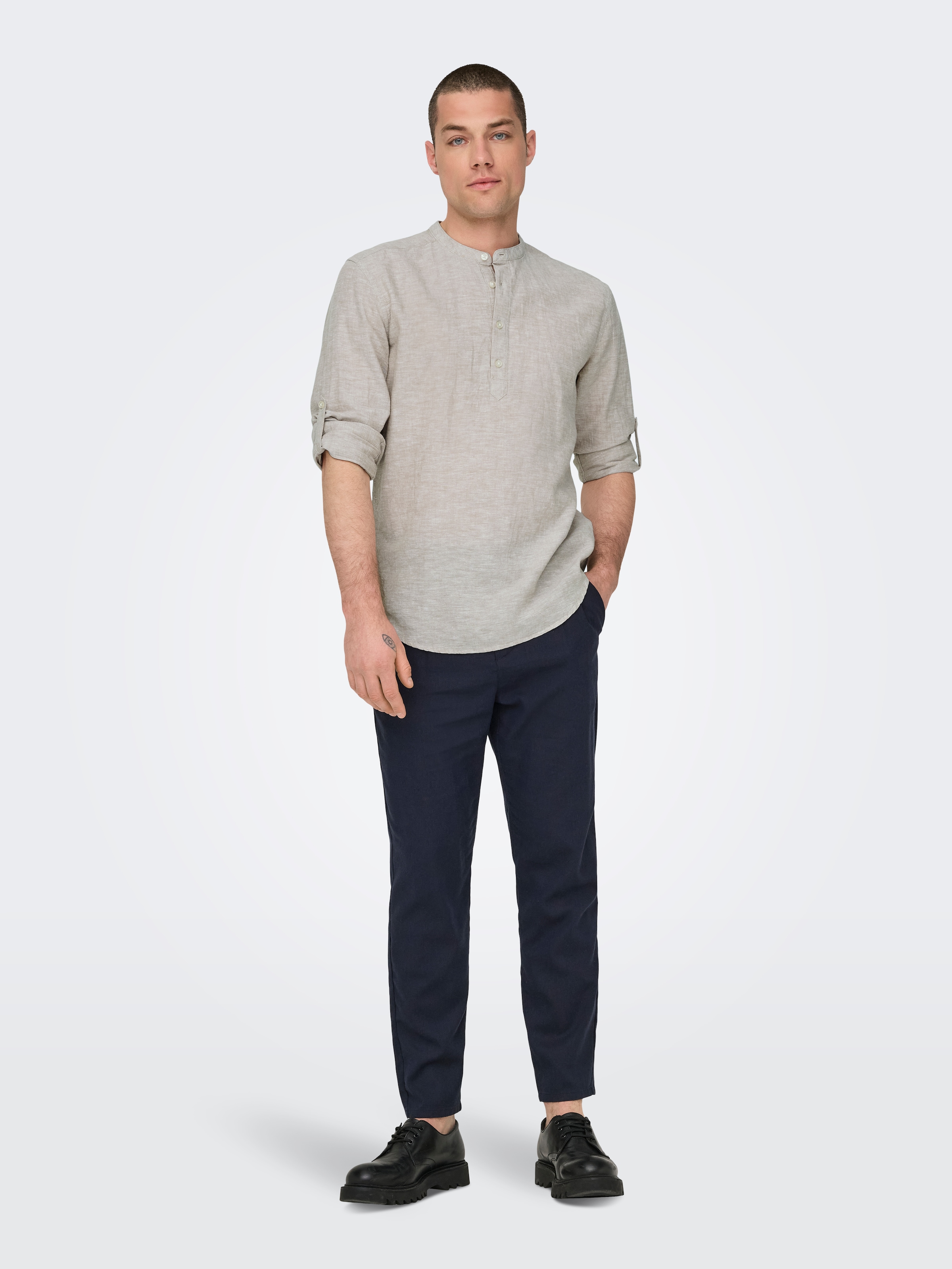 ONLY & SONS »ONSCAIDEN LS HALFPLACKT LINEN SHIRT«