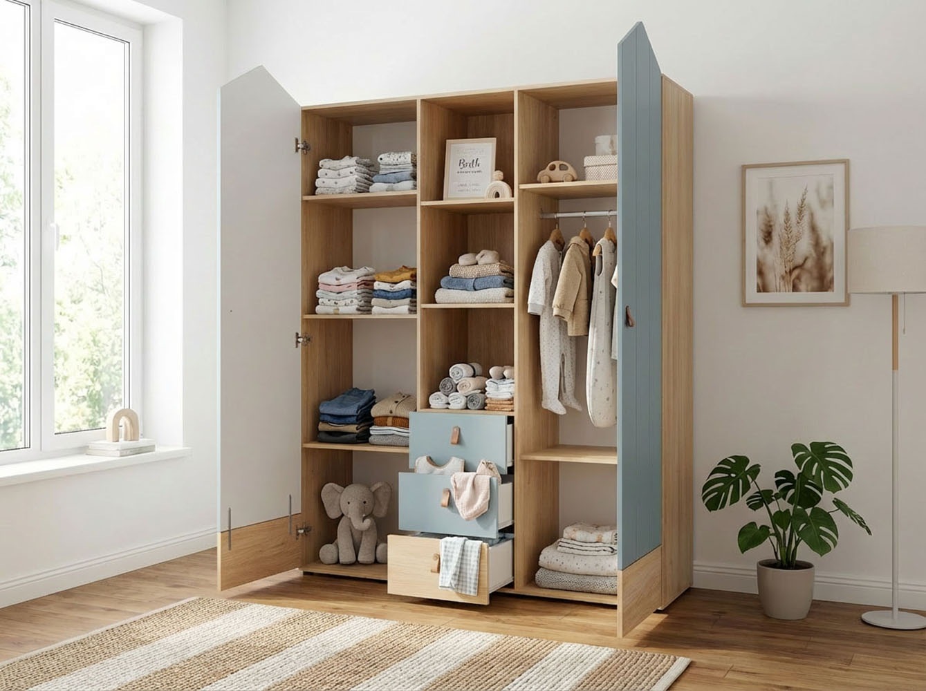 arthur berndt Kinderkleiderschrank »Kleiderschrank »Roofy« 2-türig mit Soft-Close-Funktion« Soft-Close Funktion