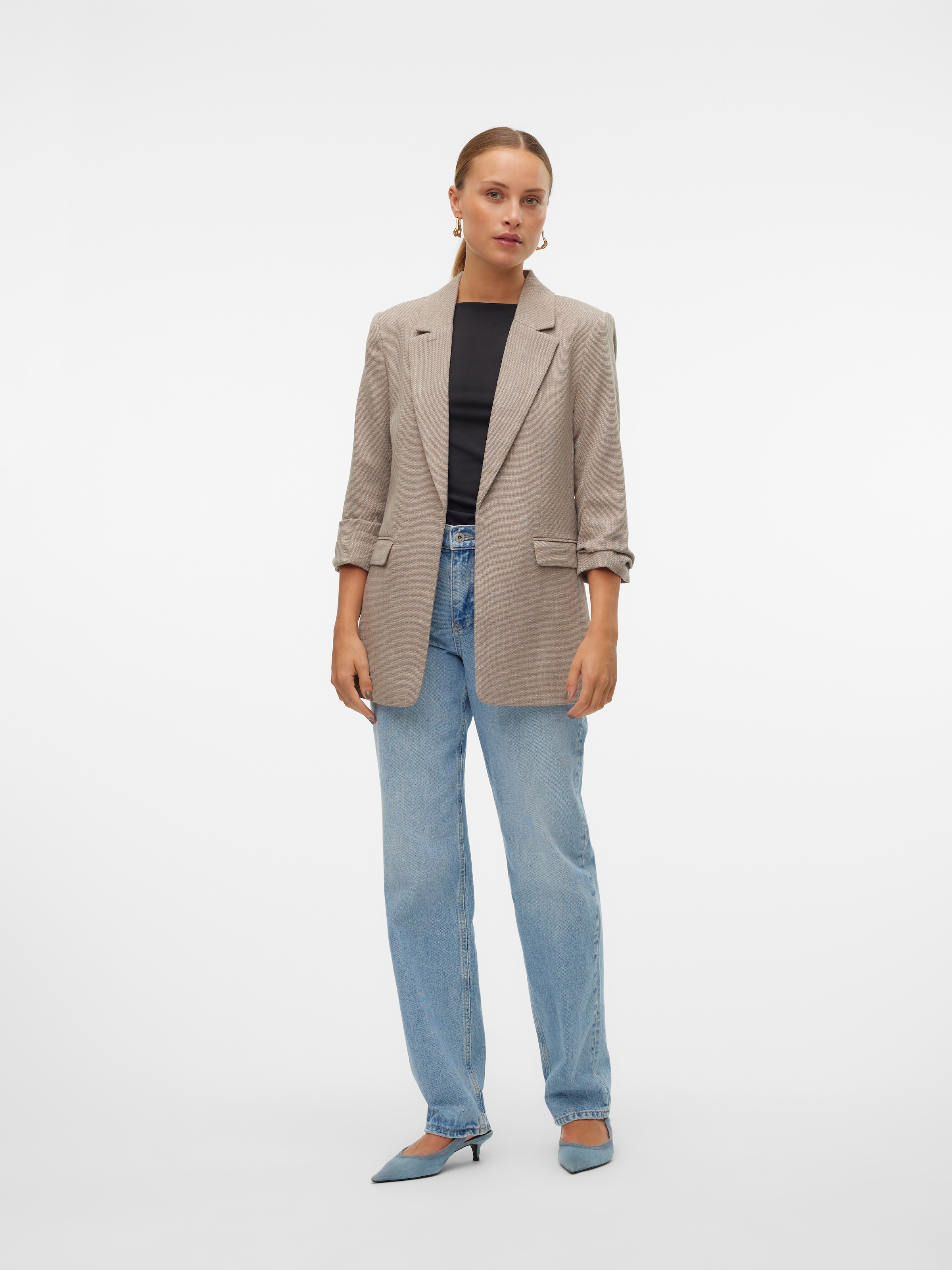 Vero Moda Longblazer »VMFRIDA LS REGULAR BLAZER NOOS«, ohne Verschluss und mit gerafften 3/4 Arm