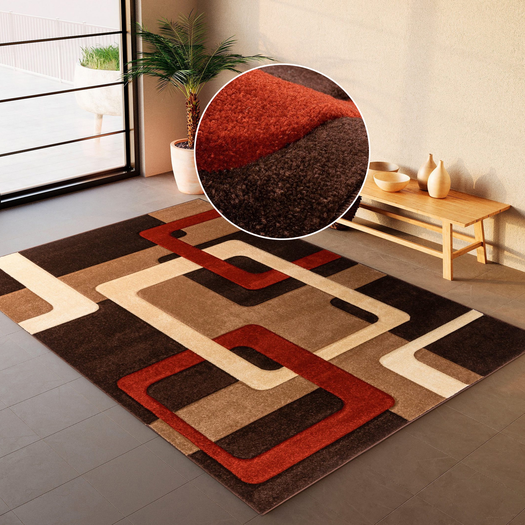 my home Teppich »Maxim« rechteckig 13 mm Höhe Hoch-Tief-Effekt, Kurzflor, 3D-Design, Kundenliebling