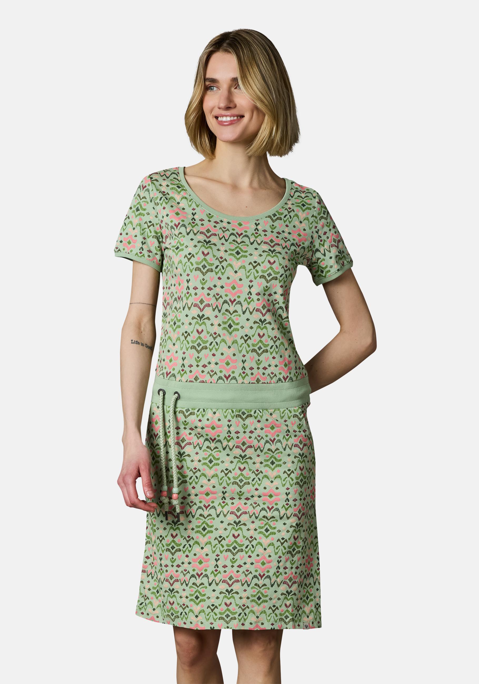 Ragwear Minikleid "Baomi Print YOUMODO" Außentaschen Eingrifftaschen Gemustertes kurzes Sommerkleid mit Taillenkordel