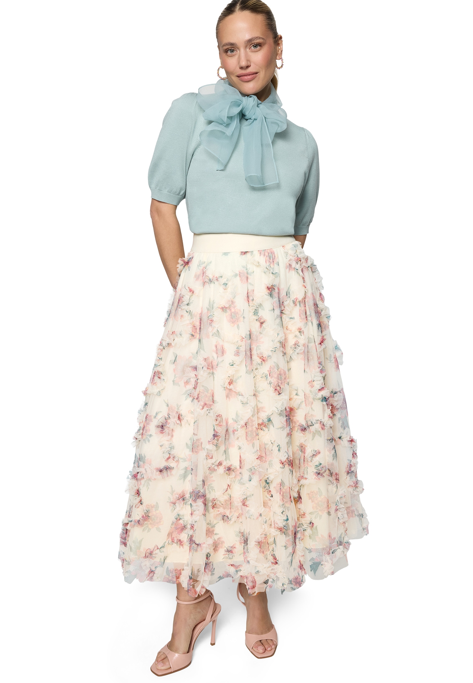 Zero Midirock »Damen mit Blumenprint« Raffungen