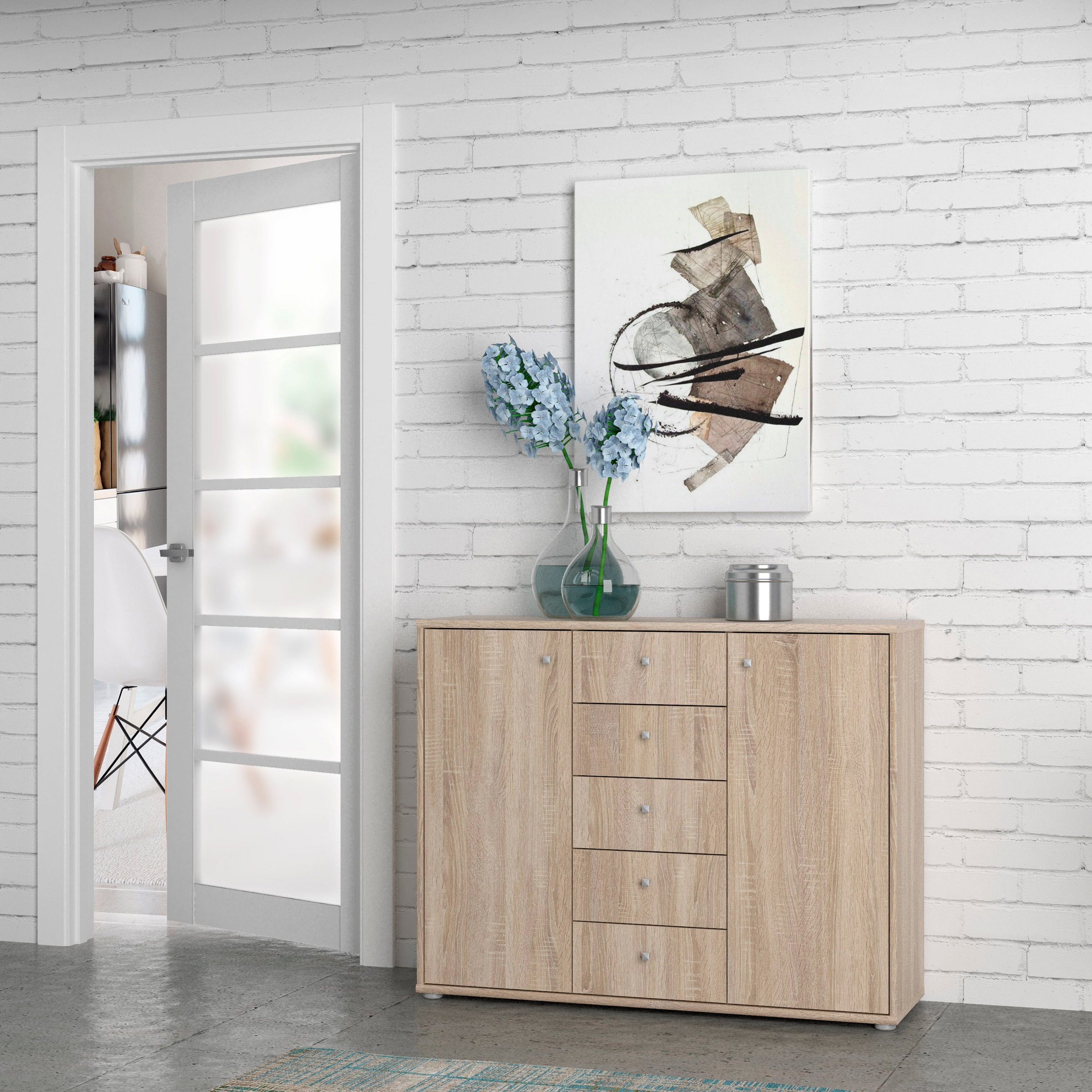 FORTE Kommode "Tempra, Kommode, 2 Türen, 5 Schubkästen, viel Stauraum" Brei günstig online kaufen