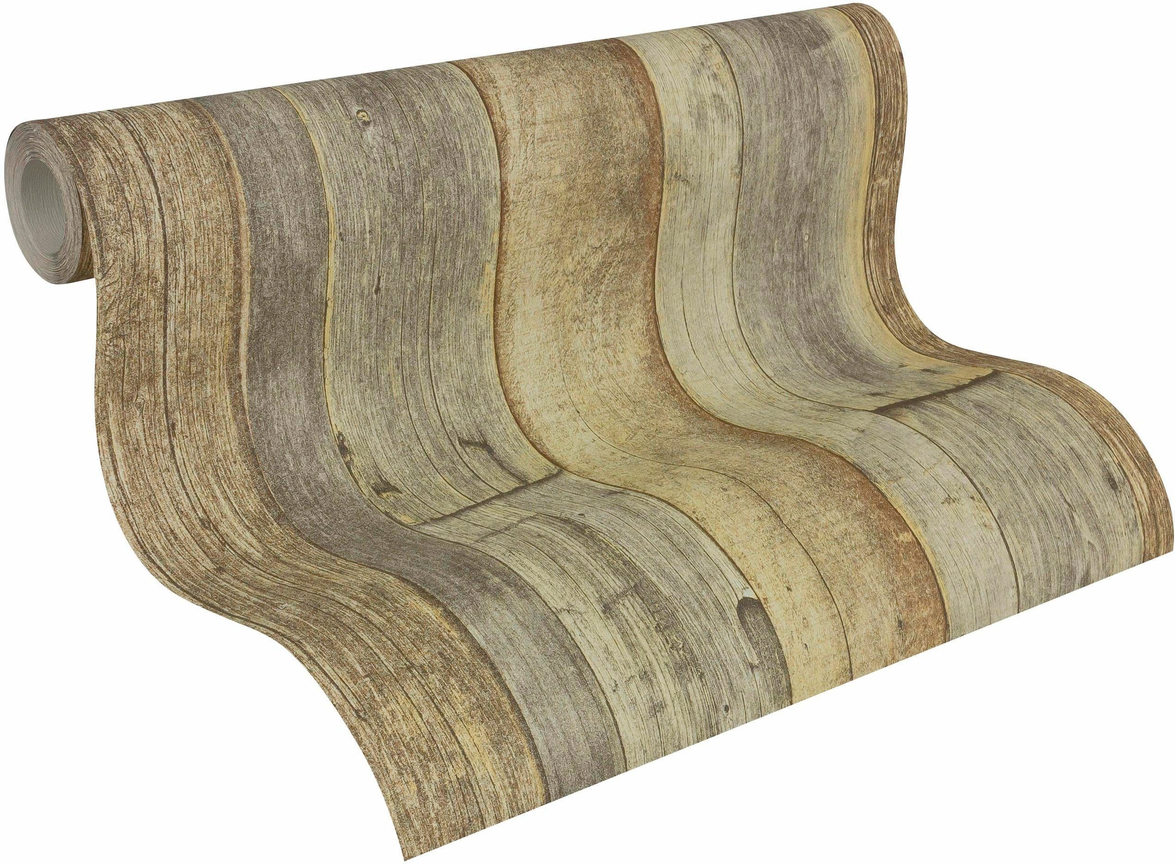 living walls Vliestapete »Best of Wood`n Stone 2nd Edition«, Holz-realistisch-gestreift, Tapete Holzoptik matt leicht strukturiert Tapeten Wohnzimmer modern