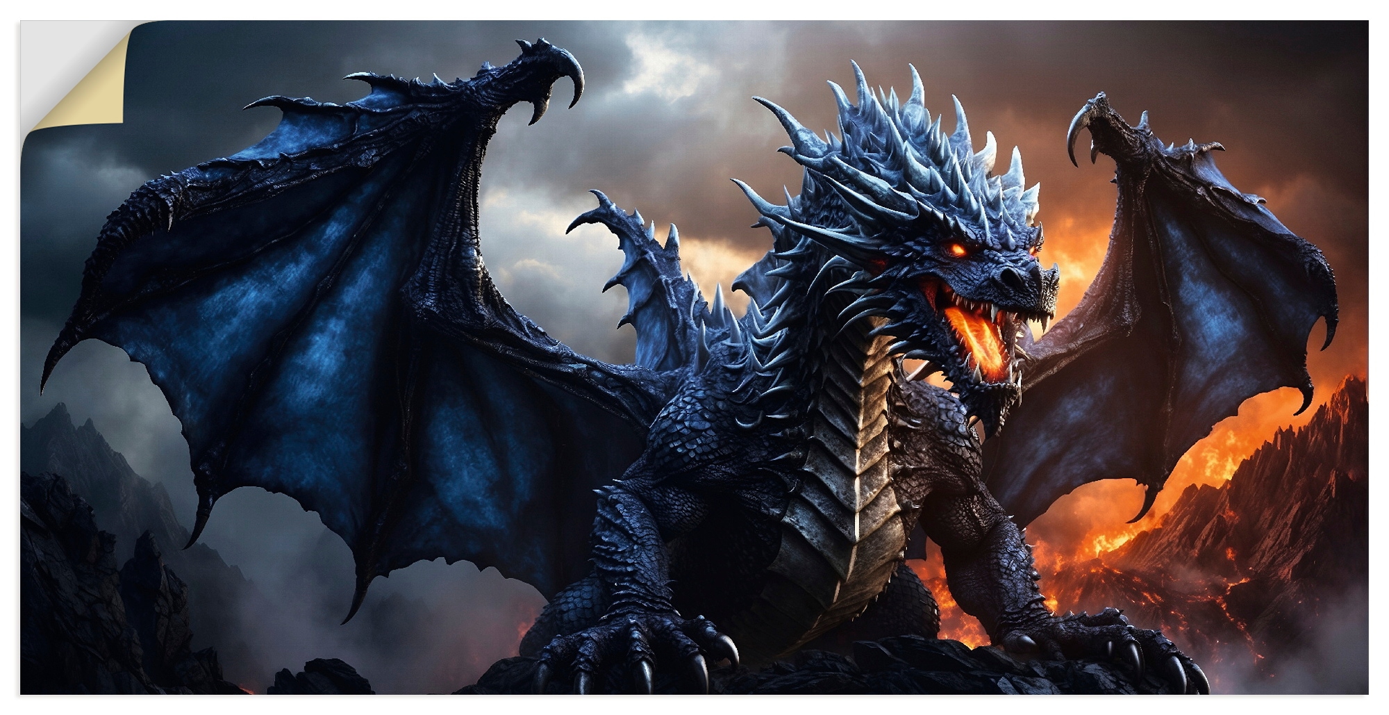 Wandbild ARTLAND "Im Reich des Drachen IX", farbe bild(er): blau, B:100cm H:50cm, Bilder, als Alubild, Leinwandbild, Poster, Wandaufkleber in verschied. Größen