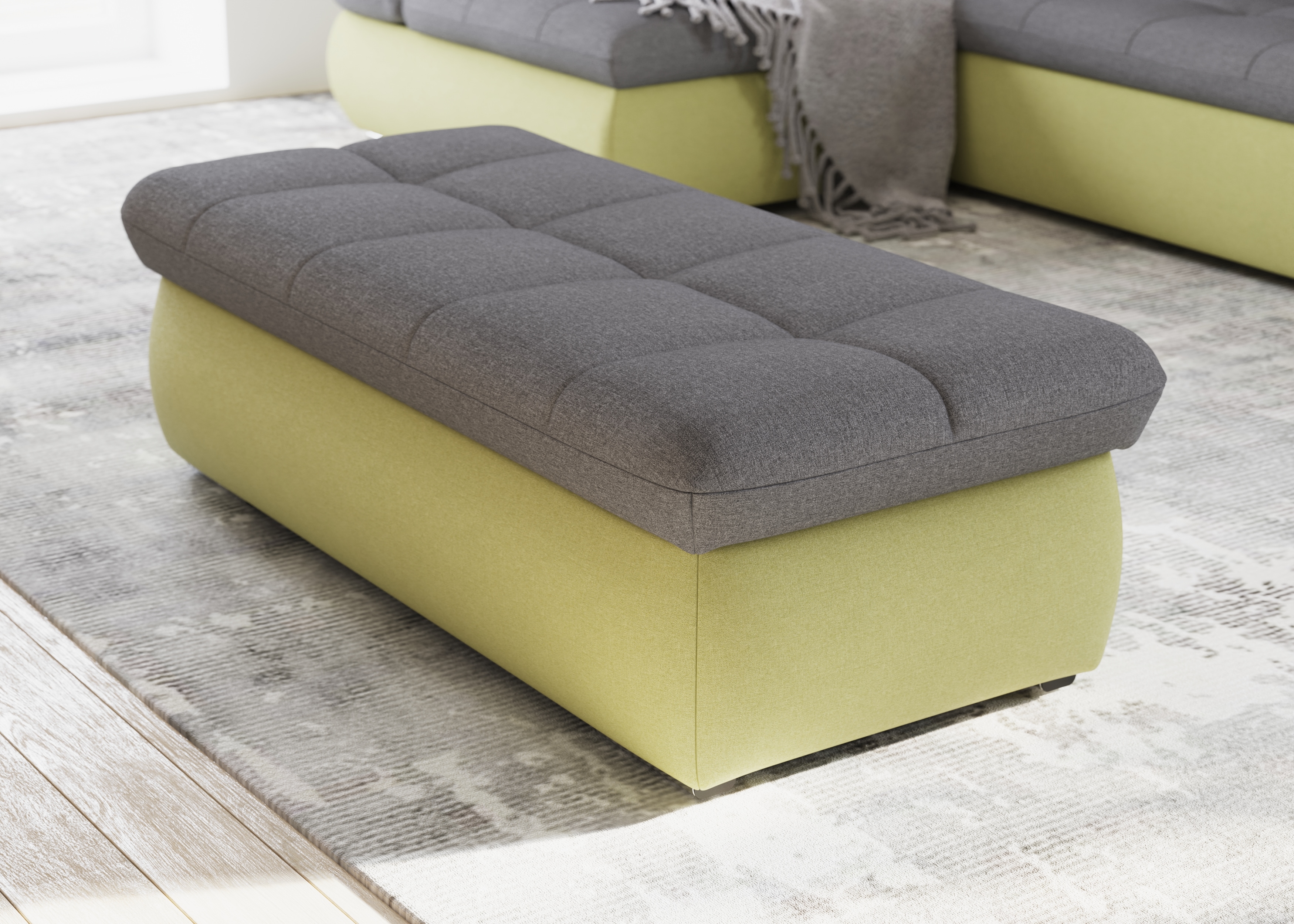 DOMO collection Polsterhocker "MORIC 136x64 cm, praktisch und komfortabel" inklusive Stauraum