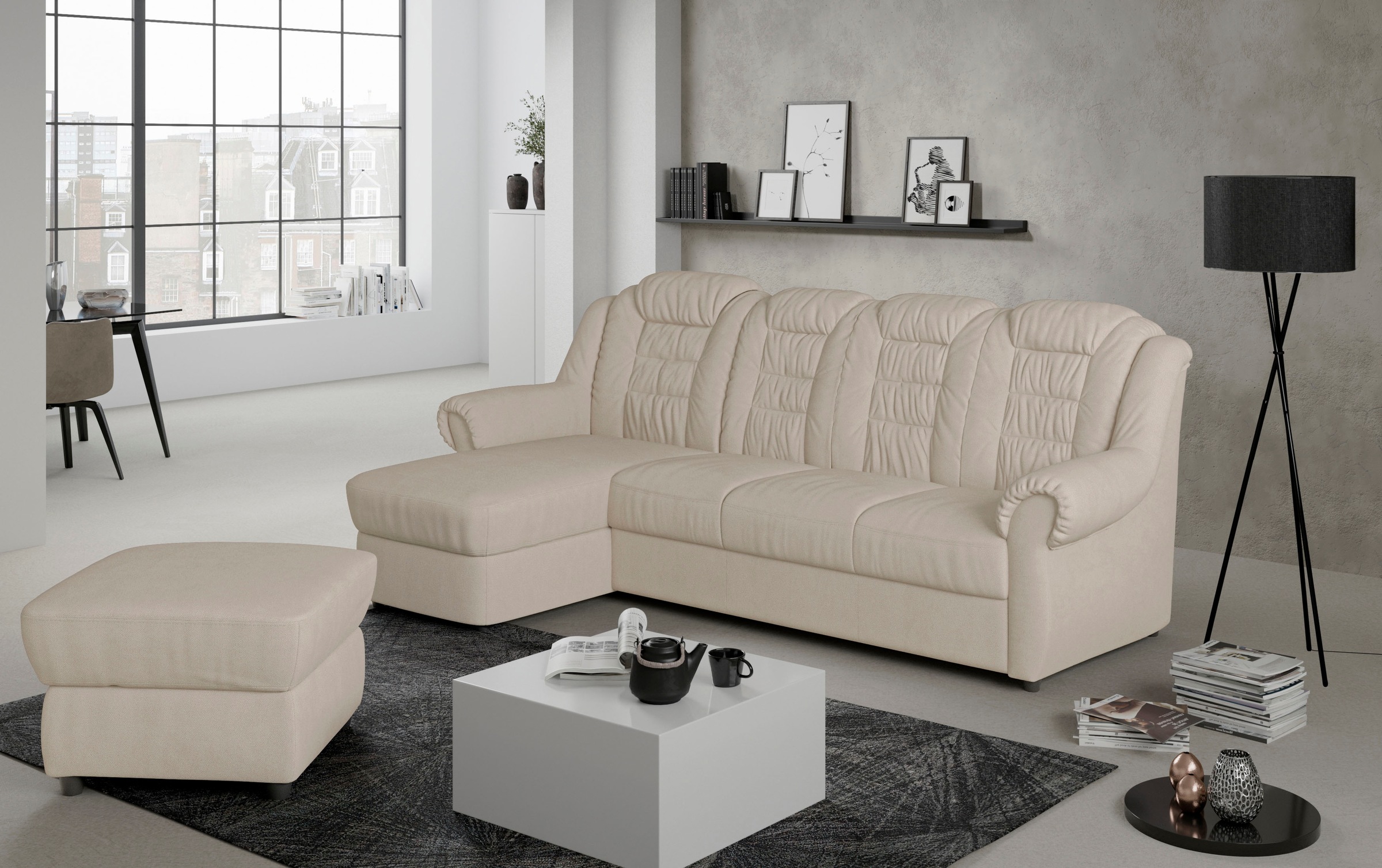 Home affaire Ecksofa »Boston L-Form«, mit hoher Rückenlehne, wahlweise mit Bettfunktion