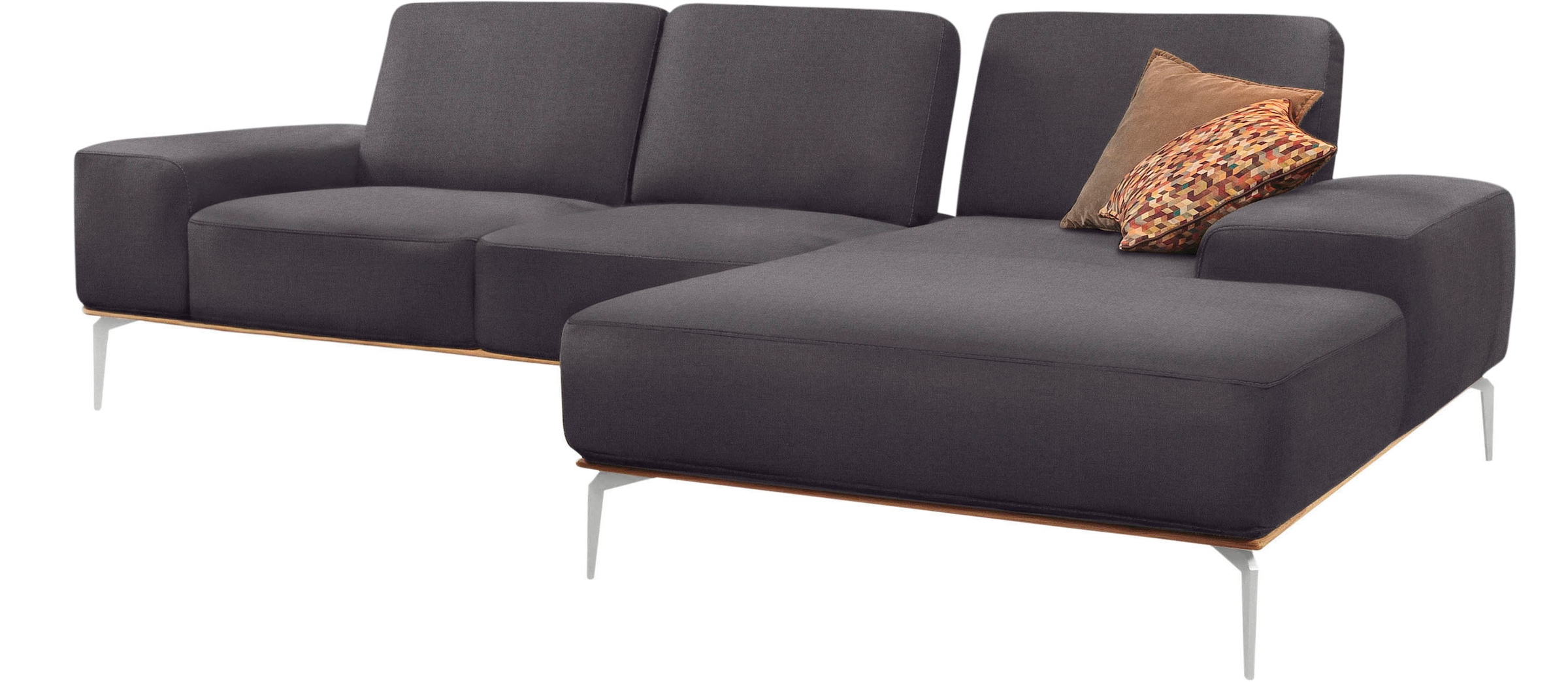 Ecksofa »run«, mit elegantem Holzsockel, Füße in Chrom glänzend, Breite 279 cm