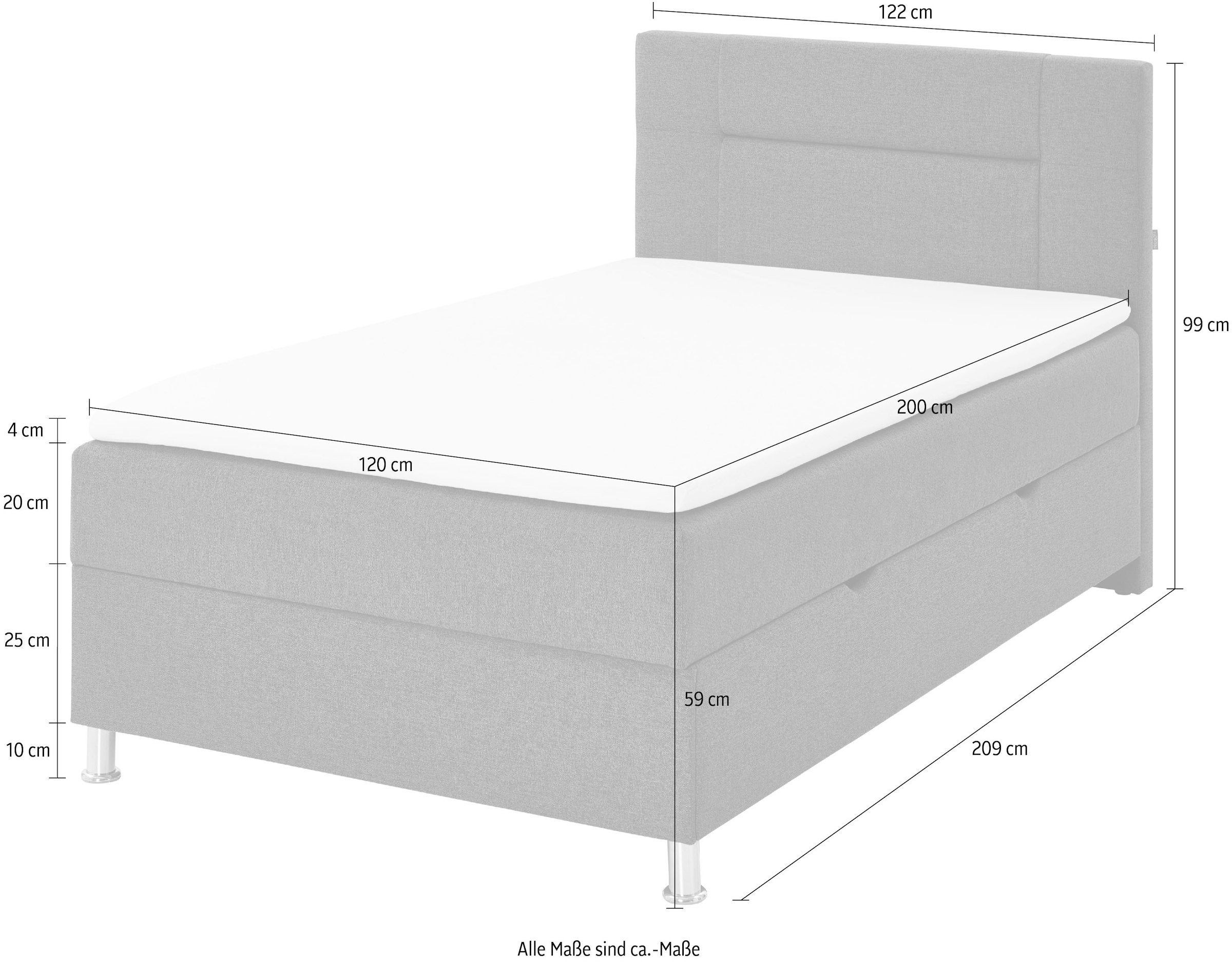INOSIGN Boxbett »Escalon mit Bettkasten, inkl. Topper«, erhältlich in den Breiten 120x200cm und 180x200cm