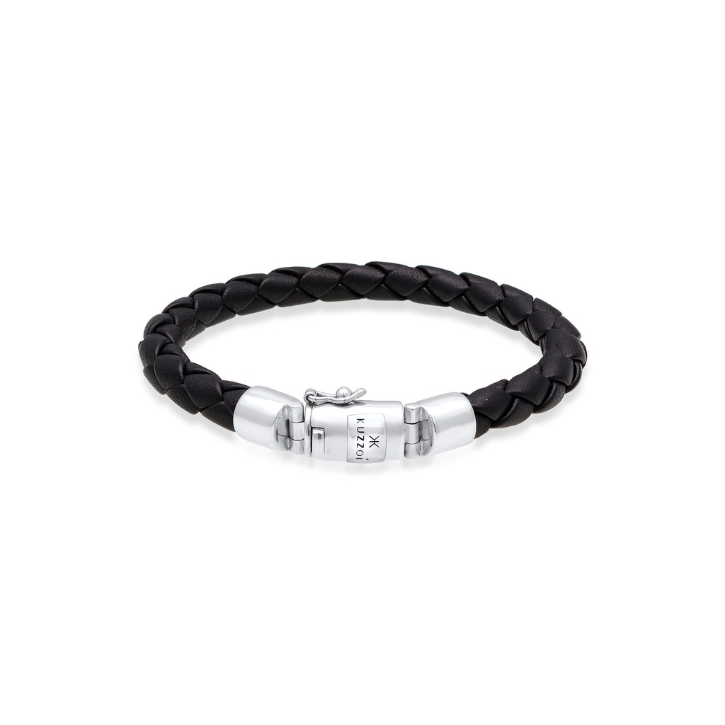 Kuzzoi Armband »Herren Lederarmband Kastenverschluss 925 Silber«