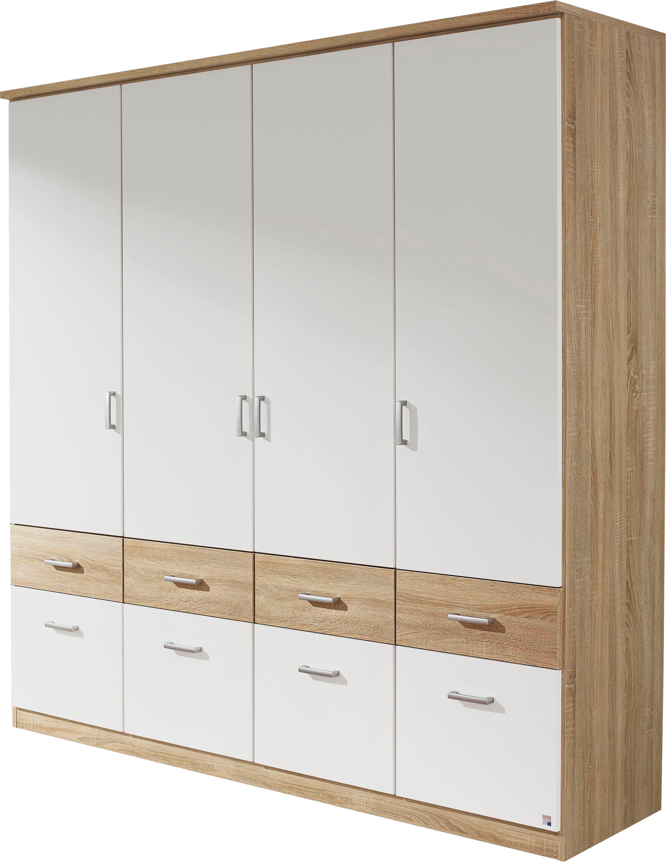 rauch Kleiderschrank "Kleiderschrank Schrank Garderobe deckenhoher Schrank BREMEN" optional mit Spiegel, Breiten: 91/136/181 cm, Höhe: 199 cm, in vielen Farbvariationen, inkl. Kranzblende MADE IN GERMANY