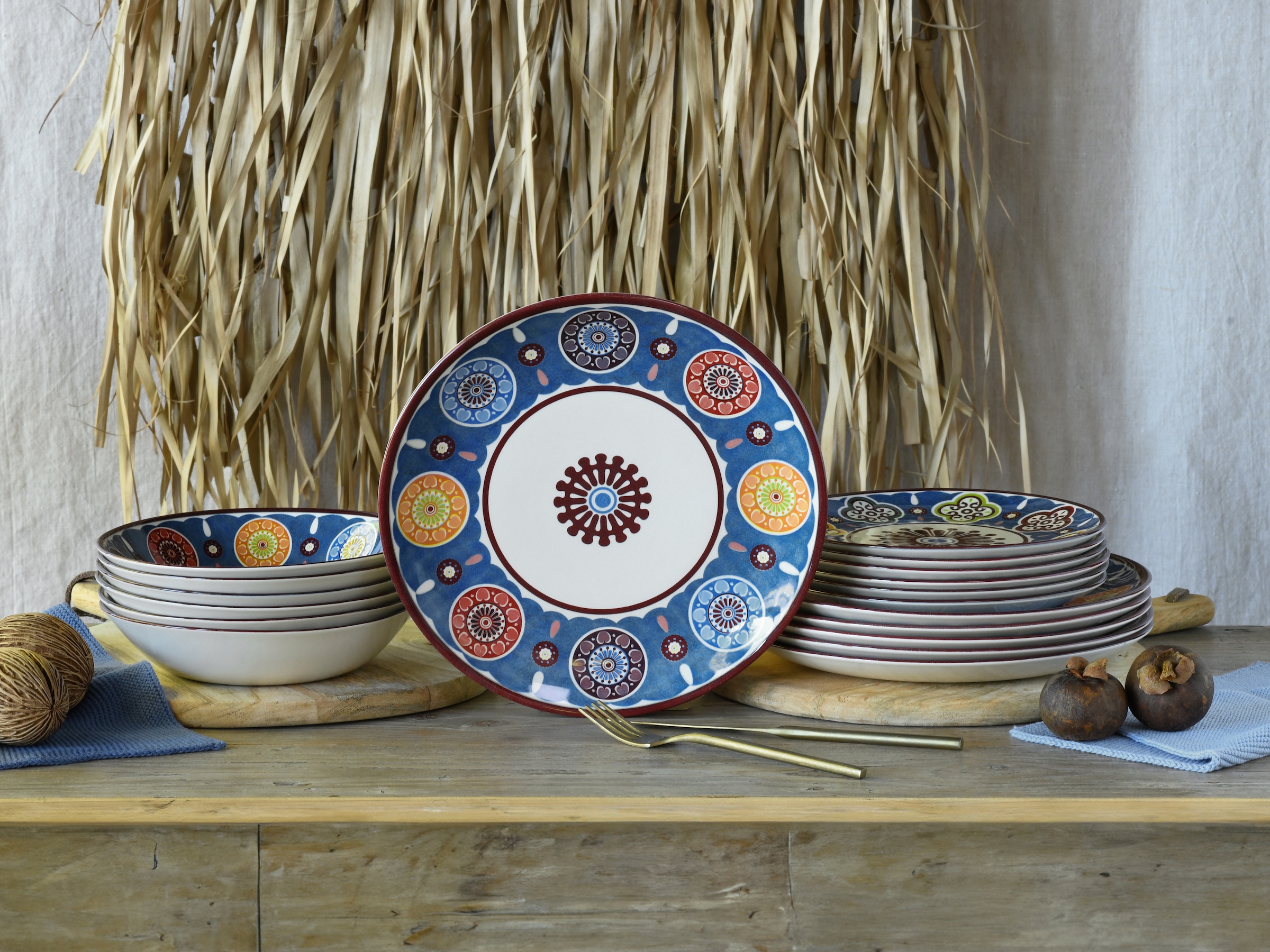 CreaTable Teller-Set »Sumaya, Tellerset 18-tlg«, (Set, 18 tlg.), Mandala Motive