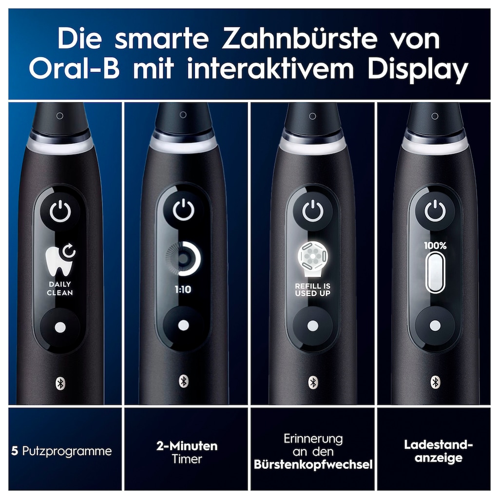 Oral-B Elektrische Zahnbürste »iO 6 Duopack«, 3 St. Aufsteckbürsten, mit Magnet-Technologie, Display, 5 Putzmodi