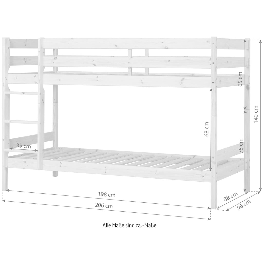 Hoppekids Etagenbett »ECO Comfort Kinderbett 90x200 oder 70x160 aus Massivholz in 4 Farben«