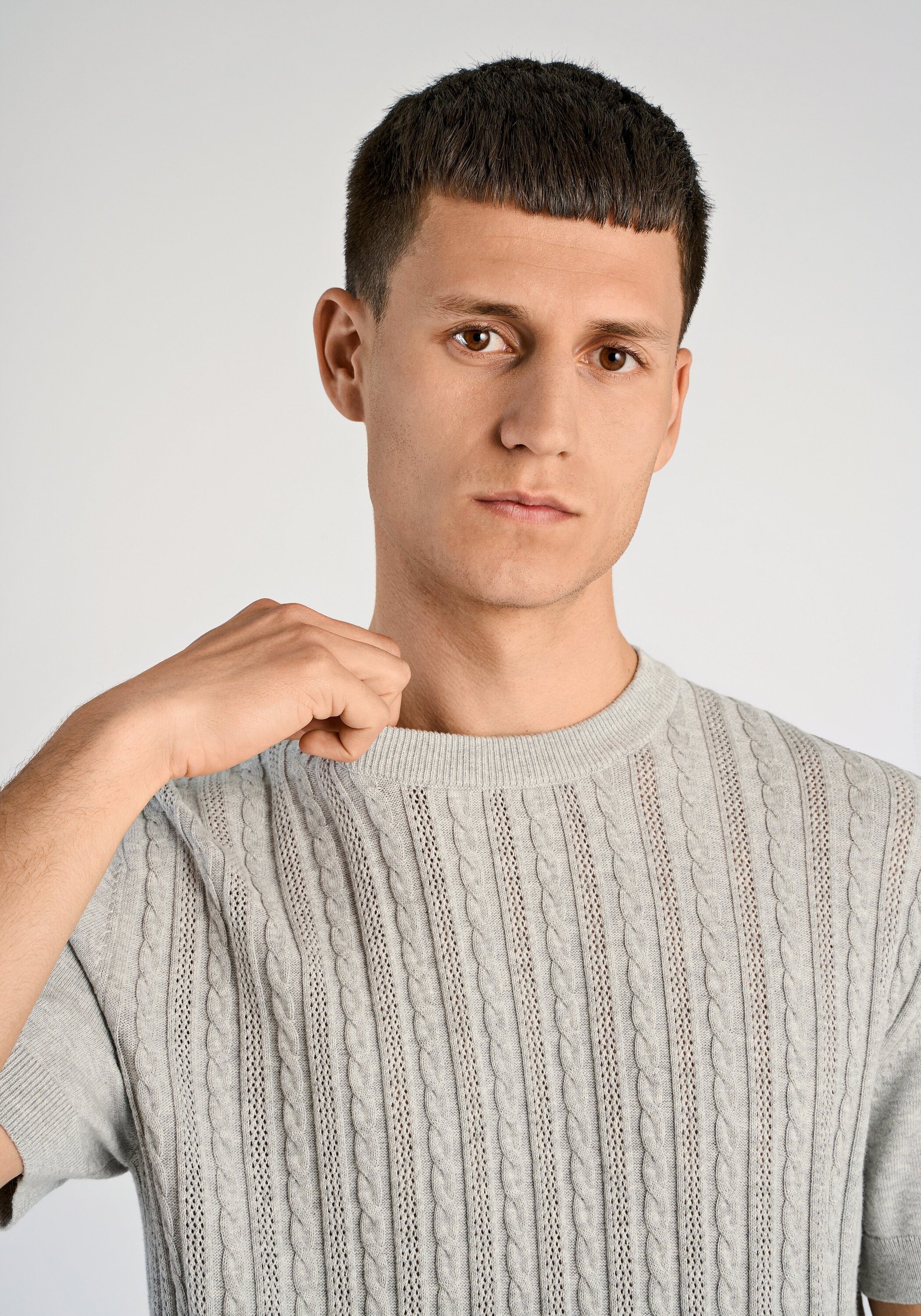 T-Shirt LINDBERGH "T-Shirt Relaxed Fit", Herren, Gr. XL, grau mel, Obermaterial: 100% Baumwolle, lässig geschnitten, Rundhals, Shirts T-Shirt 2