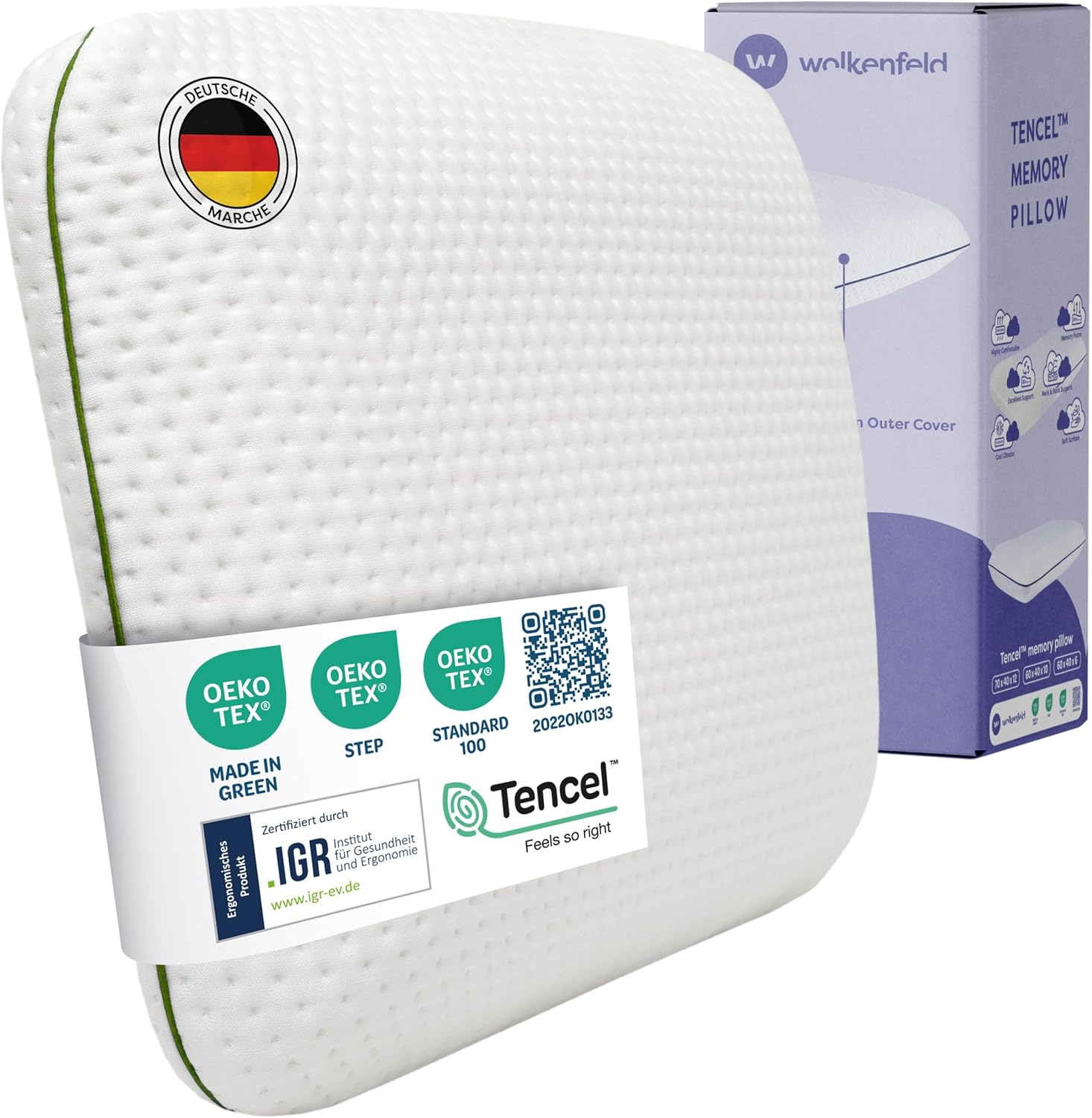Wolkenfeld Babykissen "Eron Kinderkissen" Weiches und Atmungsaktives Kinderkopfkissen - Natürliches Memory Foam