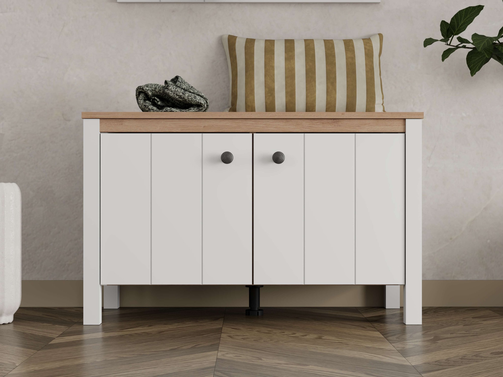 Home affaire Schuhbank "Bedford, Schuhschrank, Schuhregal, Schuhtruhe, Schuhkommode, Sitzbank" mit zwei Türen (dahinter zwei Fächer)