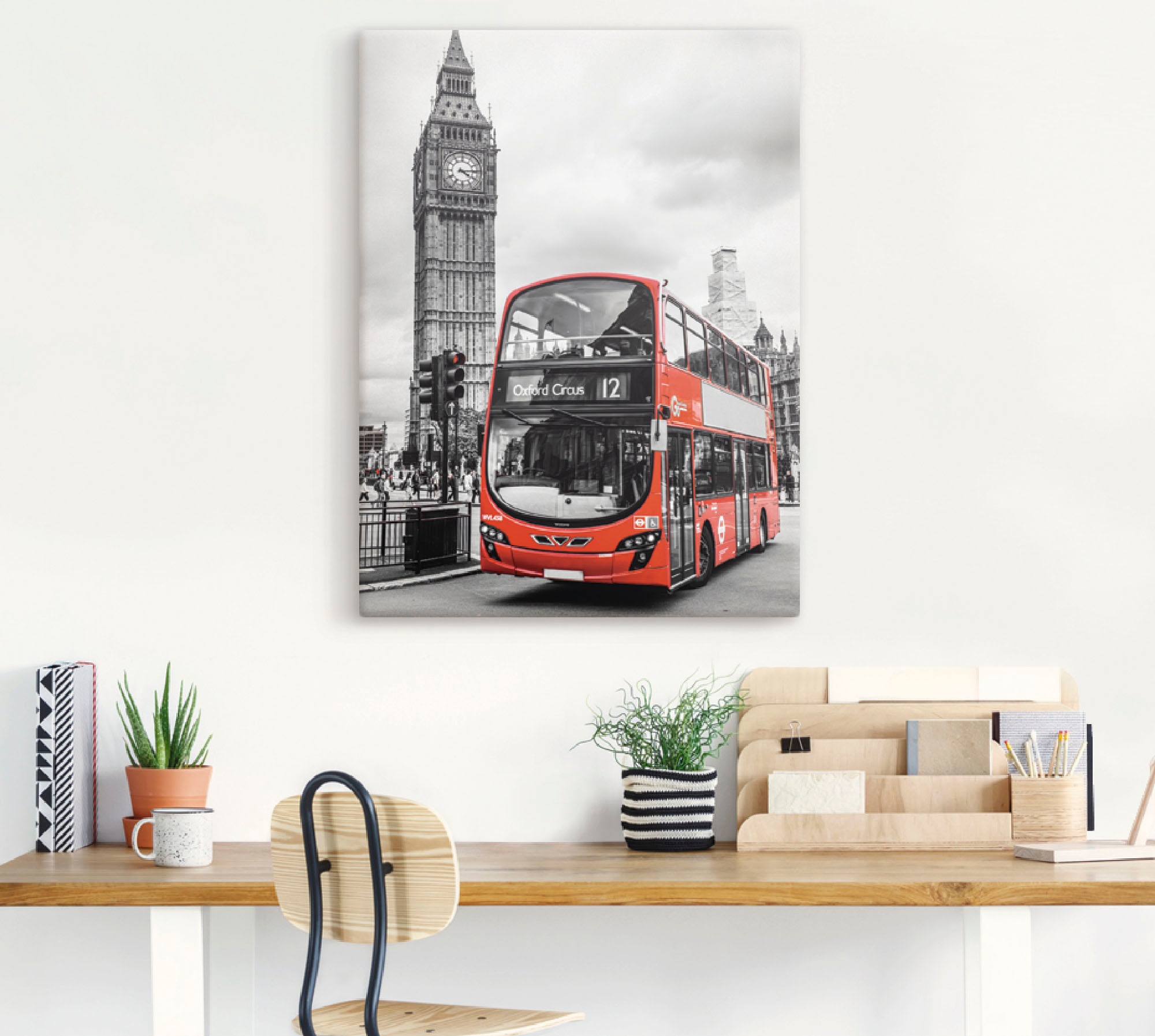 Artland Wandbild »London Bus und Big Ben«, Gebäude, (1 St.), als Leinwandbild, Poster in verschied. Größen