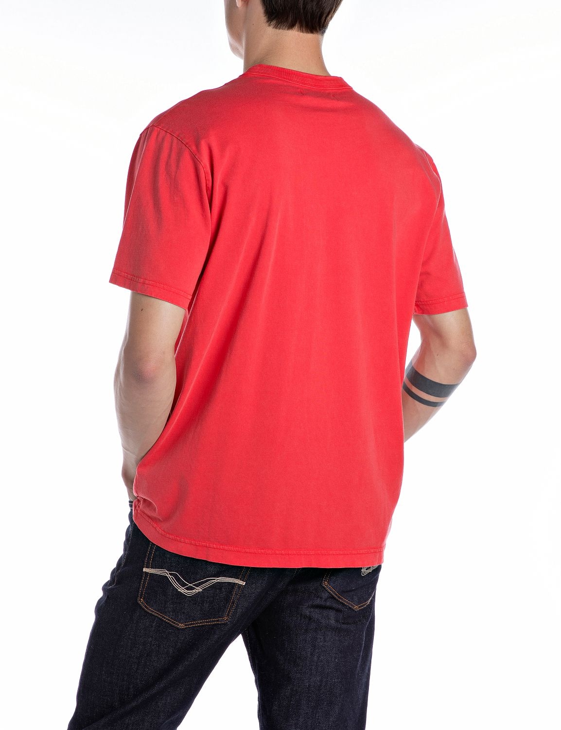 Replay T-Shirt, mit rundem Aufdruck vorn