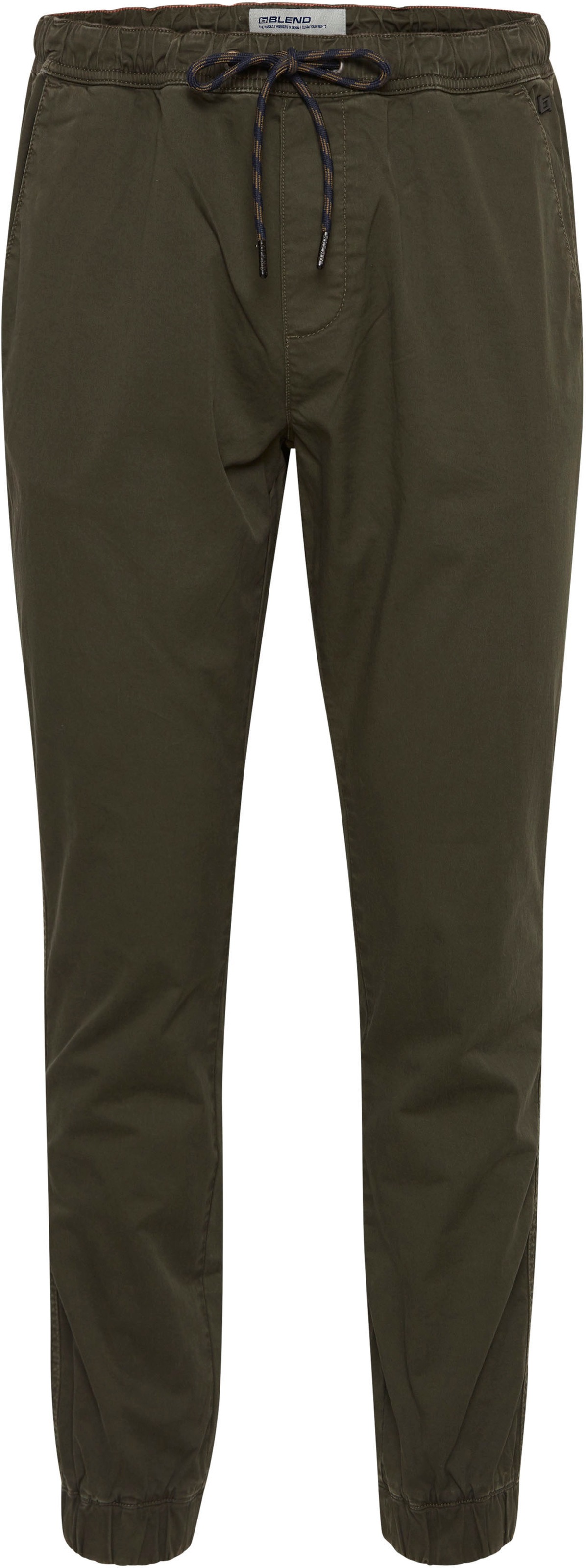 Chinohose BLEND "BHNimbu", Herren, Gr. L, US-Größen, forest night, Web, 97% Baumwolle, 3% Elasthan, unifarben, regular fit knöchellang, Hosen Chinohose, Lässige Chinohose mit Tunnelzug 6