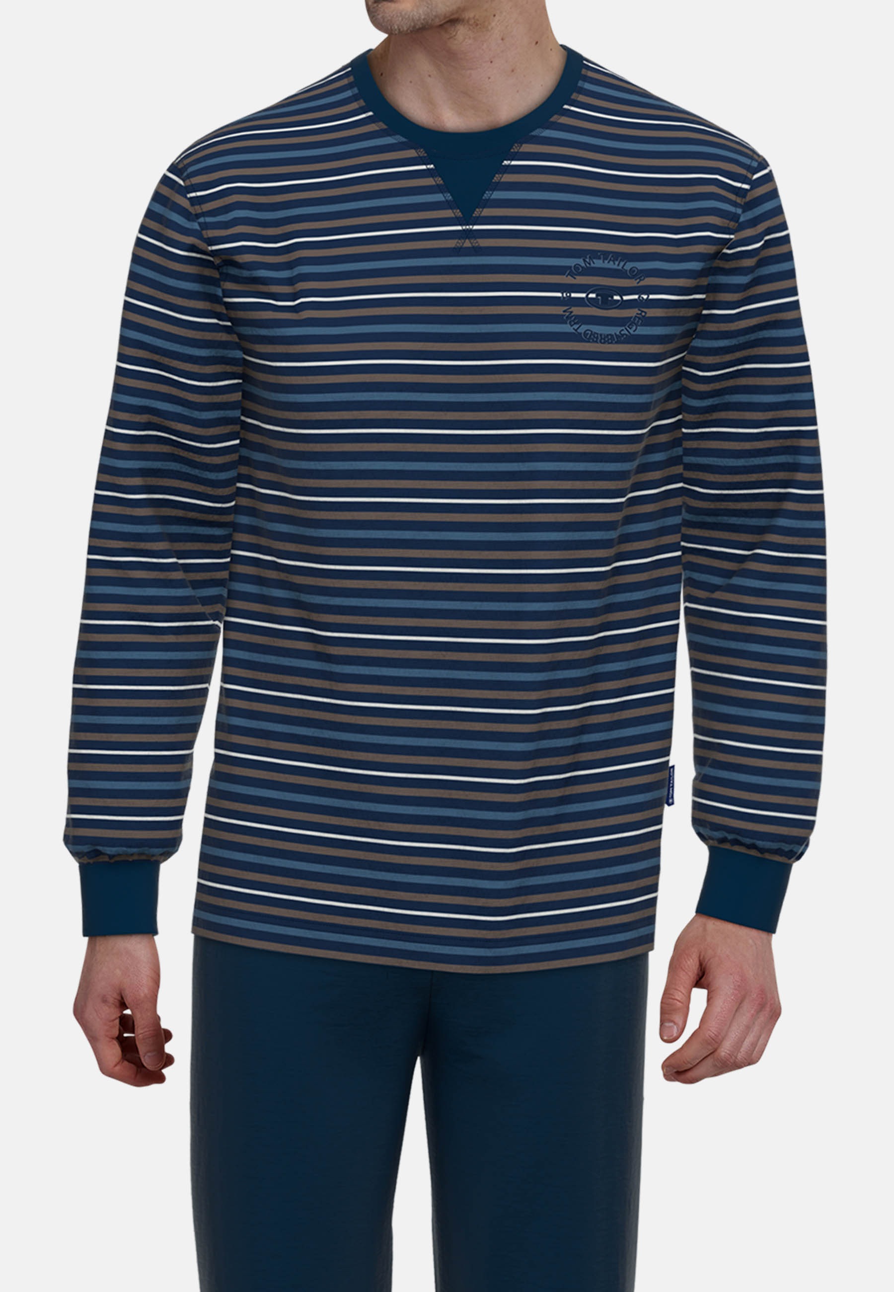 TOM TAILOR Schlafanzug "Rhodos" Langarm, Rundhalsausschnitt, gestreift, bas günstig online kaufen