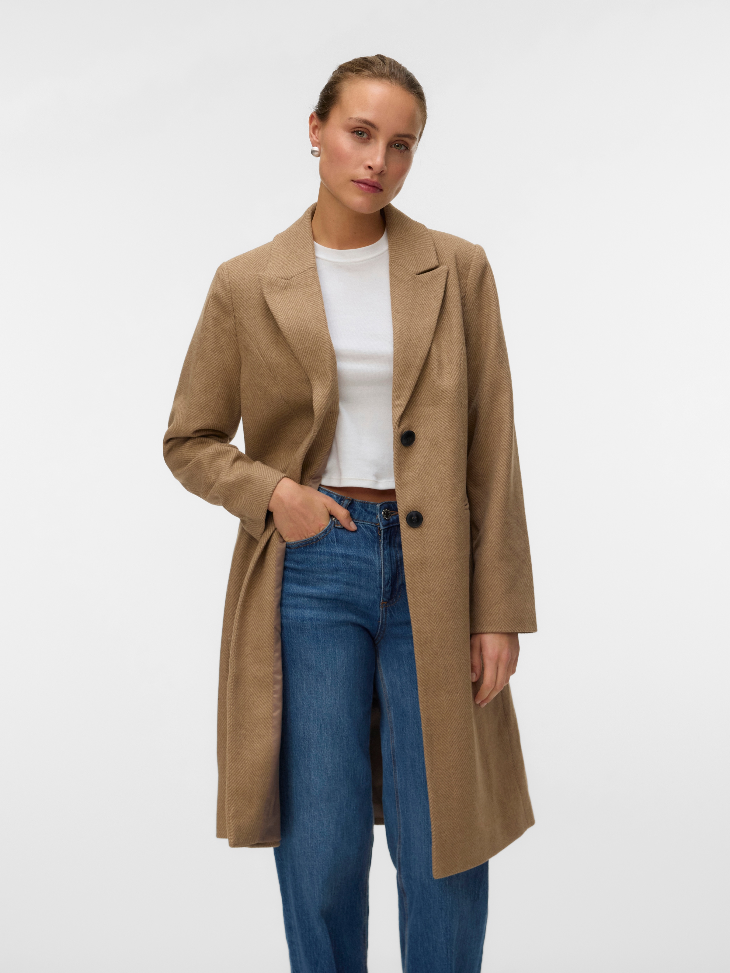 Vero Moda Langmantel "VMBLAZA HERINGBONE LONG WOOL COAT GA BOO" günstig online kaufen