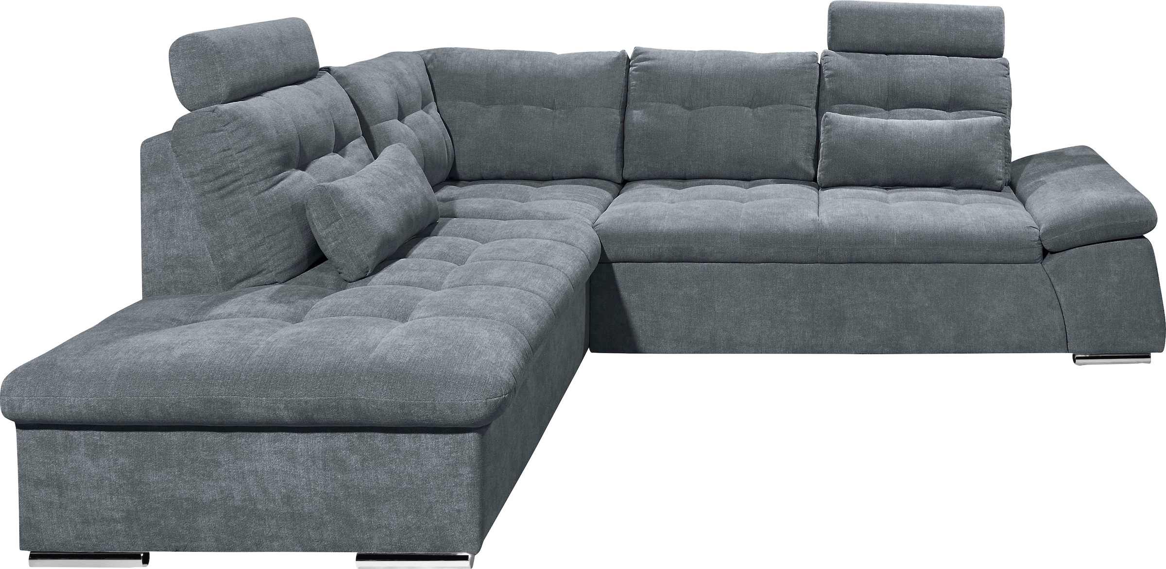 ED EXCITING DESIGN Ecksofa »Nalo L-Form«, mit Bettfunktion, Armteilverstellung, Kopfstützen & 2 Nierenkissen