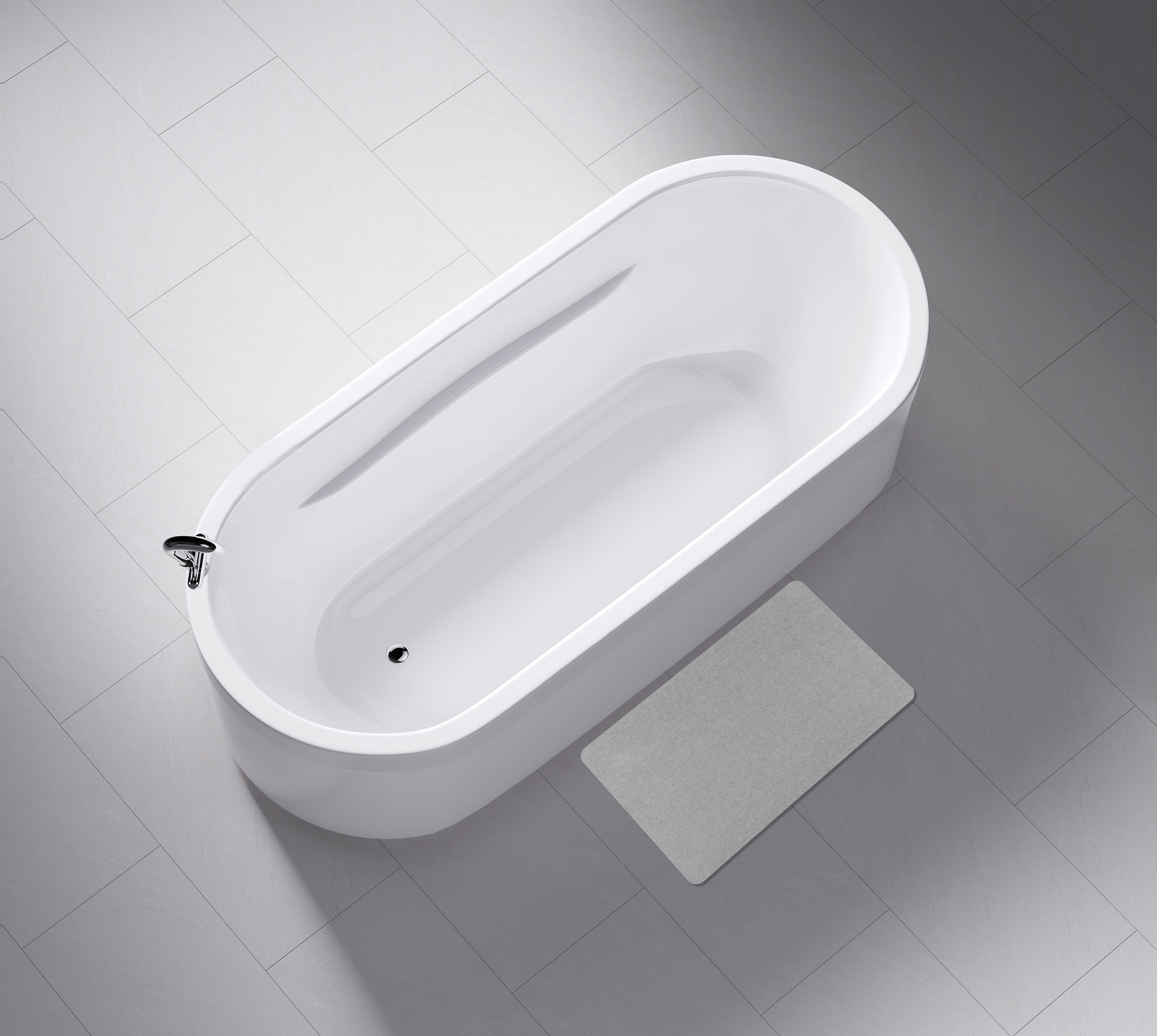 WENKO Badematte Höhe 5 mm fußbodenheizungsgeeignet | schnell trocknend wasserabsorbierend, rutschfeste Unterseite, Polyester-Oberfläche