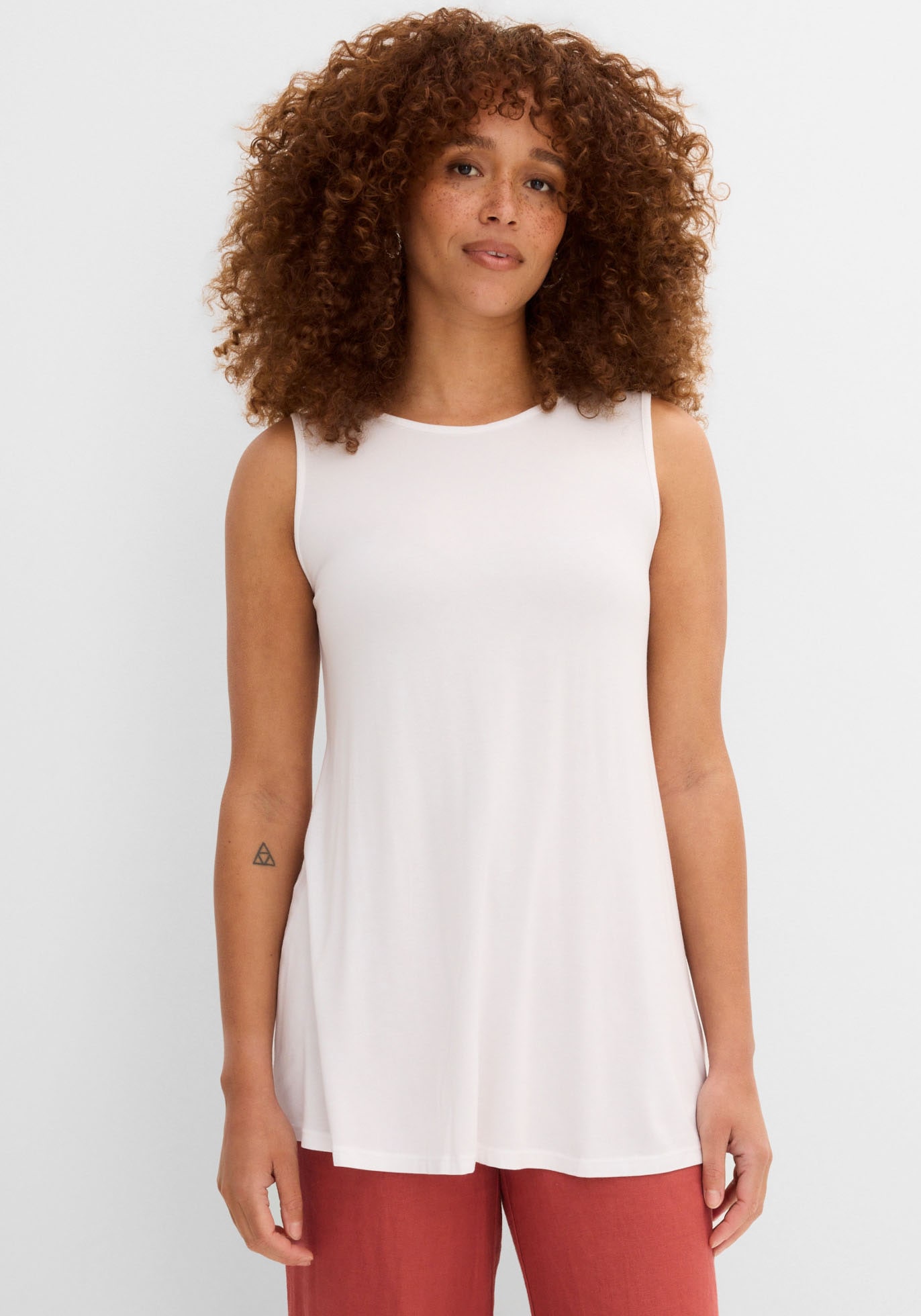 bonprix Shirttop Packung, 2 tlg. Longtop in dezenter A-Linie, ärmellos, Viskose-Jersey mit Stretch