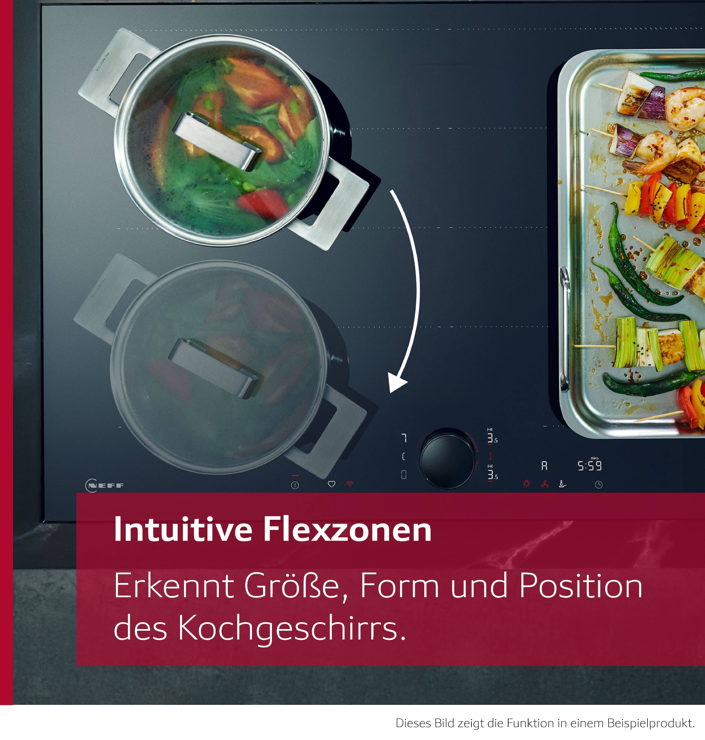 NEFF Induktions-Kochfeld »T68NUV4A0« Flex-Induktionskochfeld im Matt Black Design mit Twist Pad® Steuerung.