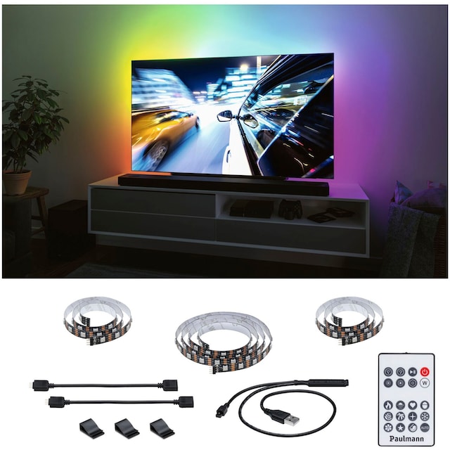 Paulmann LED-Streifen »USB LED Strip TV-Beleuchtung 55 Zoll 2m Dynamic  Rainbow RGB 3,5W«, 1 St.-flammig kaufen | BAUR