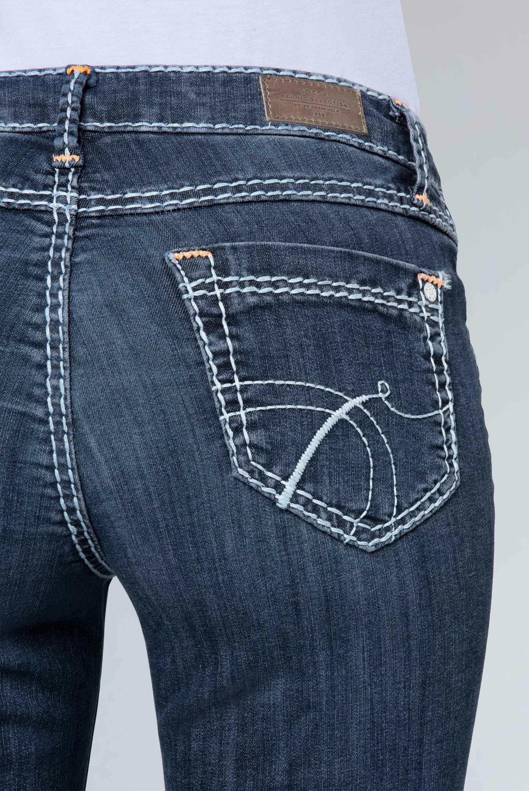SOCCX Regular-fit-Jeans, mit Kontrast-Steppungen