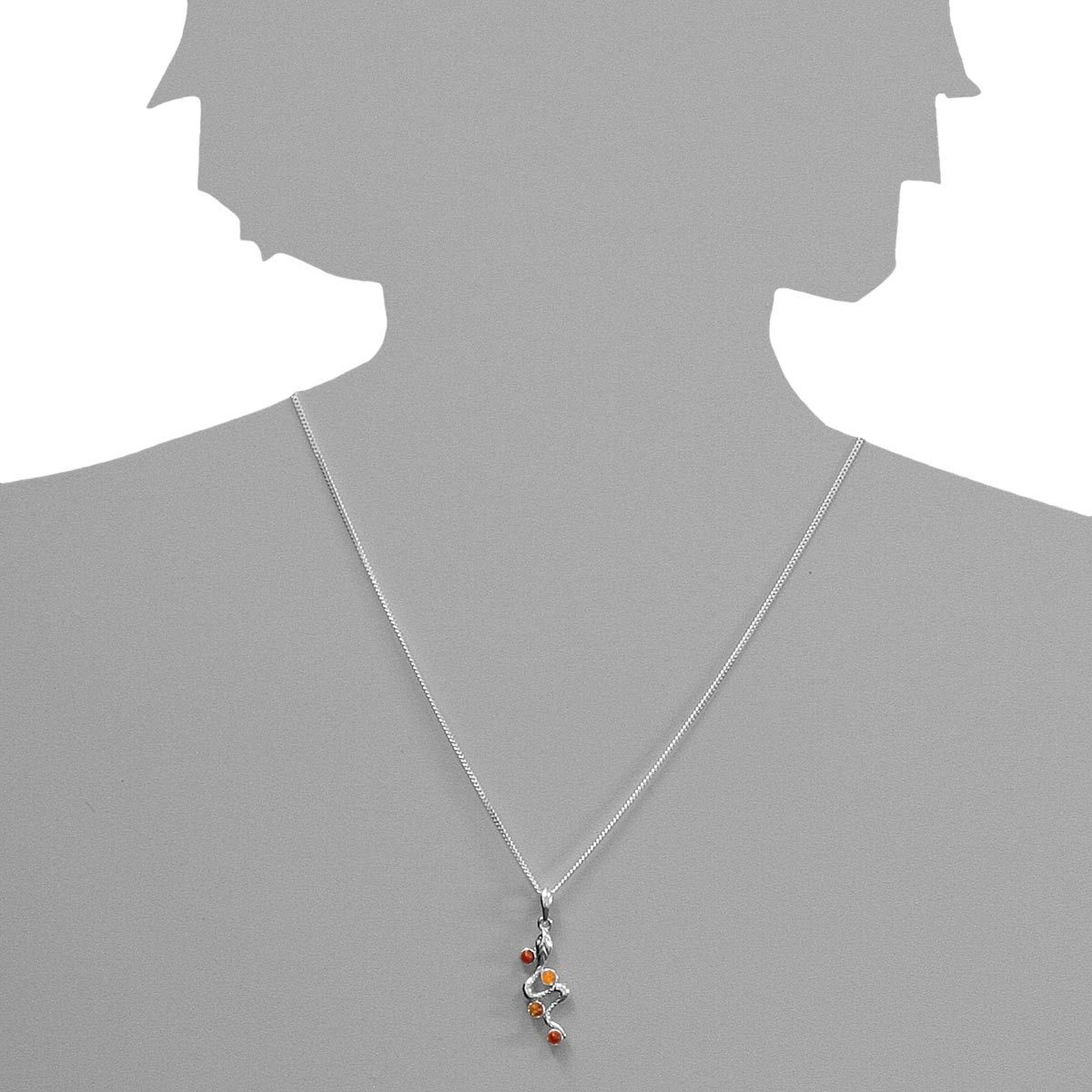 Ostsee-Schmuck Pendentif Serpent Argent 925 Ambre Taille 40 2