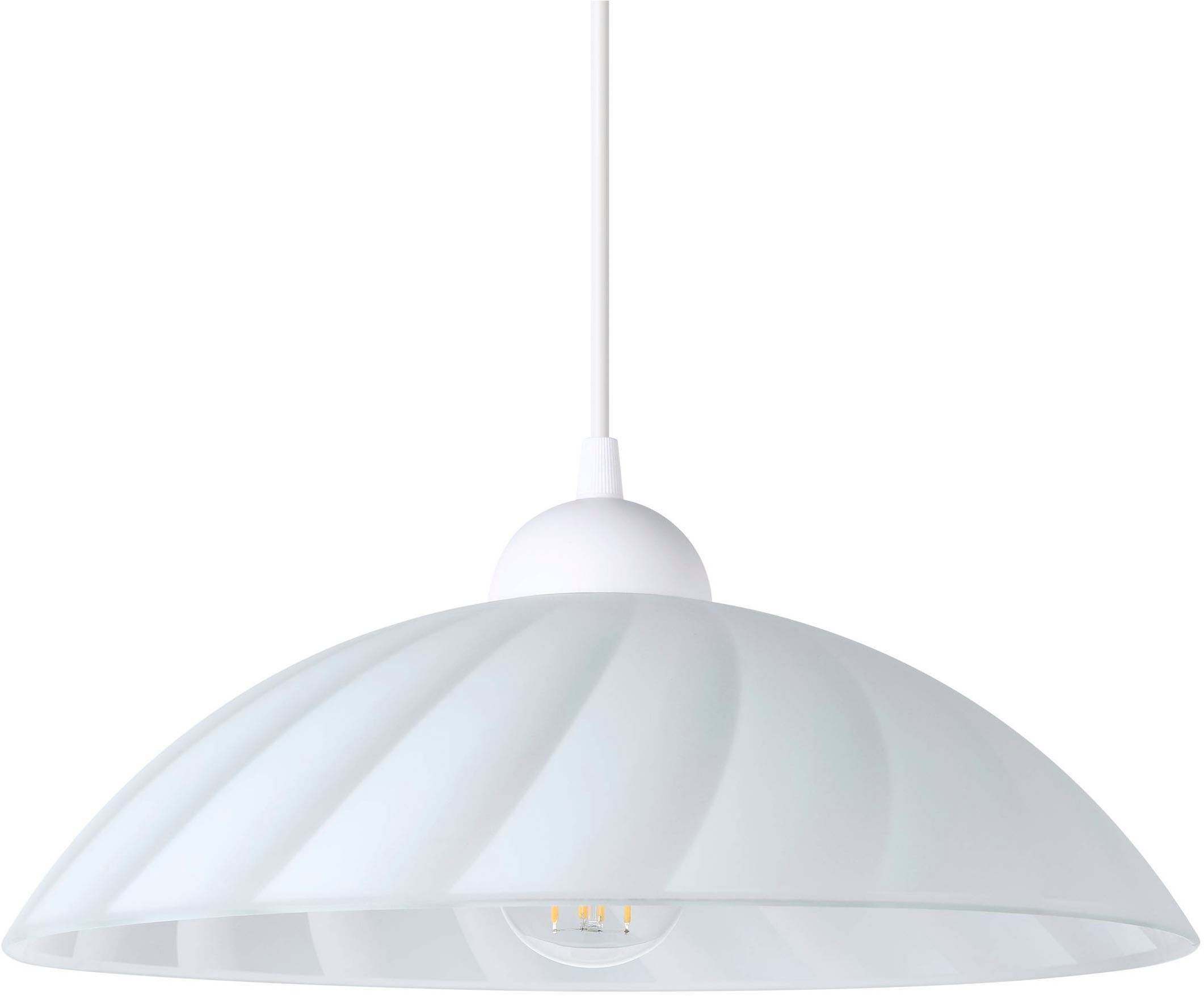 EGLO Hängeleuchte »Vetro Pendellampe, satiniertes Glas mit geschwungenen Dekor, E27« E27 1 Stk. Hängeleuchte - H110 x Ø35 cm - weiß - 1X60W exkl.