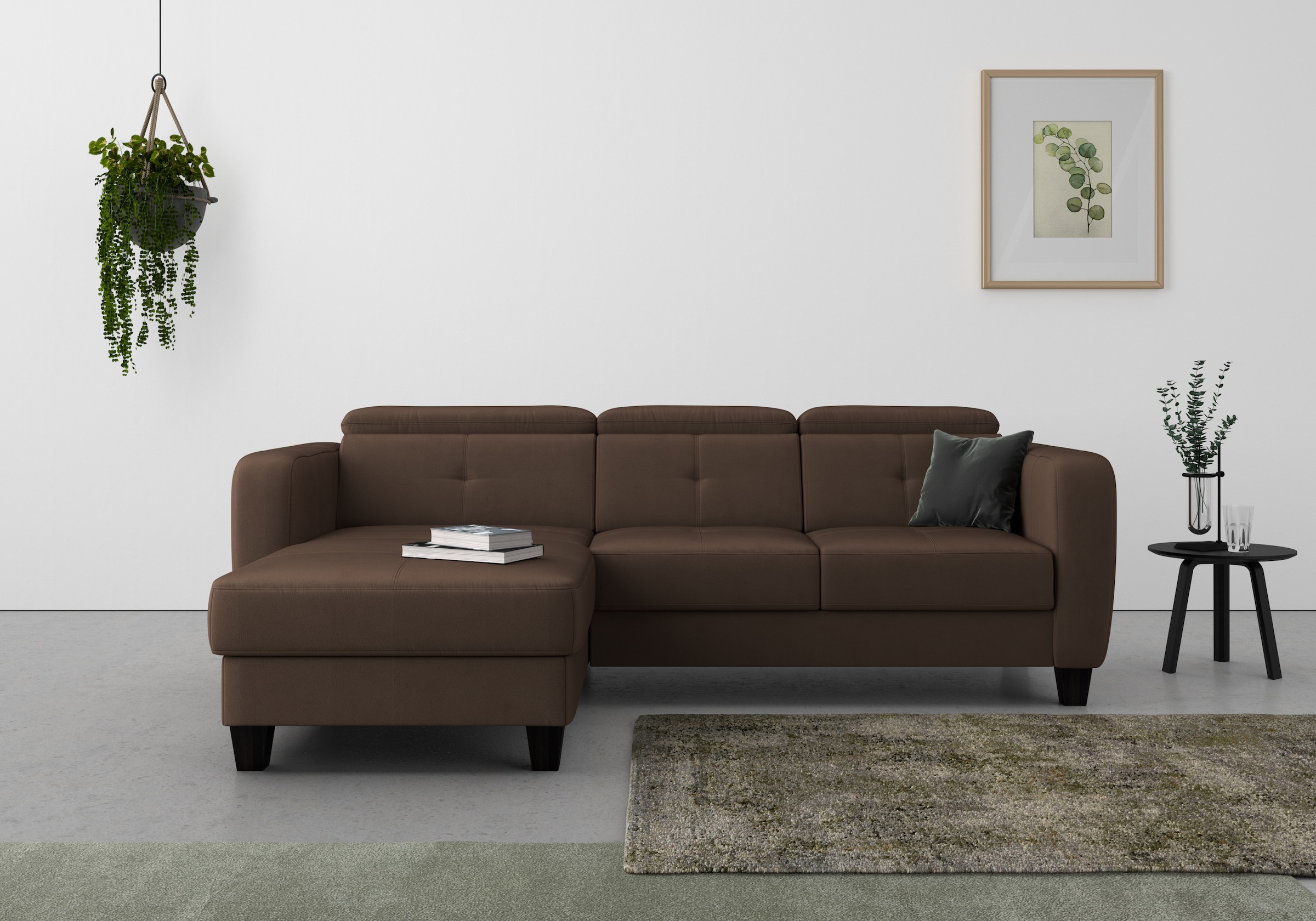 sit&more Ecksofa "Belluci L-Form" inklusive Federkern, wahlweise mit Schlaffunktion und Bettkasten