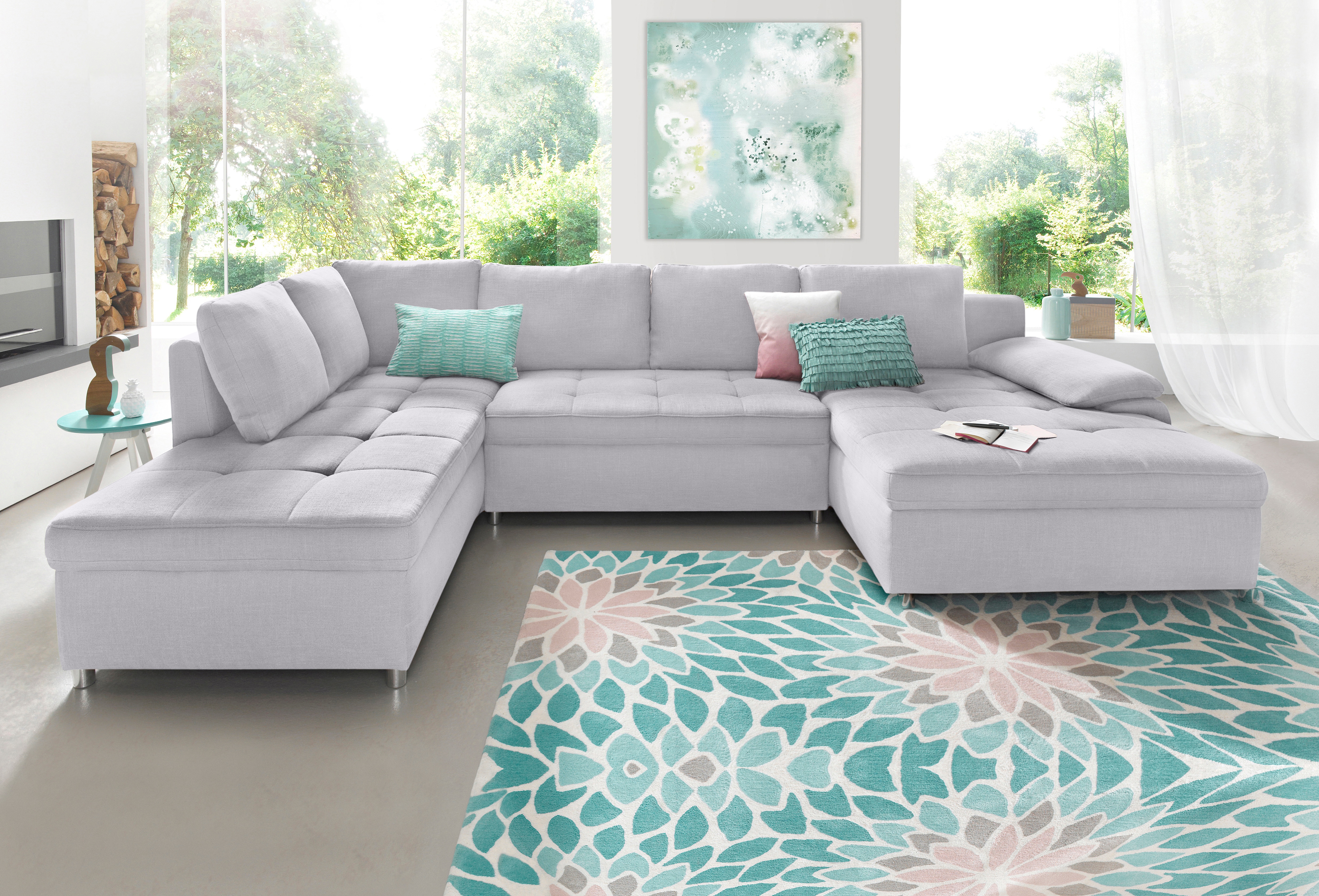 OTTO home Wohnlandschaft "Labene U-Form" wahlweise mit Schlaffunktion und Bettkasten