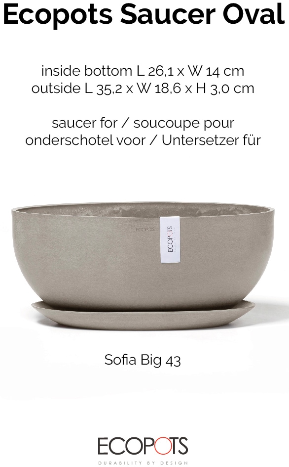 ECOPOTS Topfuntersetzer »Oval Groß Taupe«, für innen und außen: frostsicher, bruchsicher und lichtbeständig