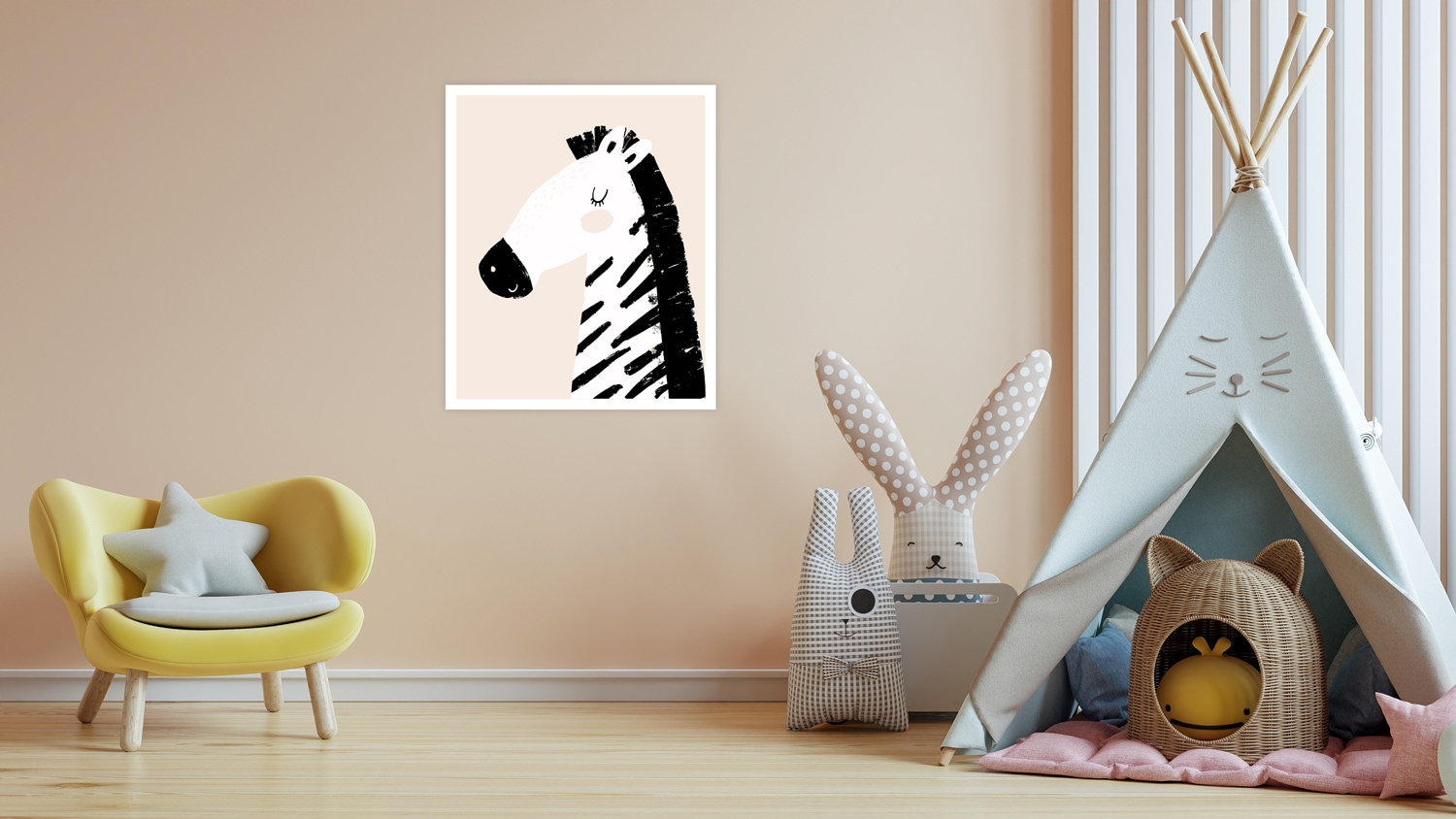 Lüttenhütt Bild mit Rahmen "oder Poster, Zebra im Profil" Fantasy Tiere Zebra Bilder 1 Stk. tlg. HD Premium Druck