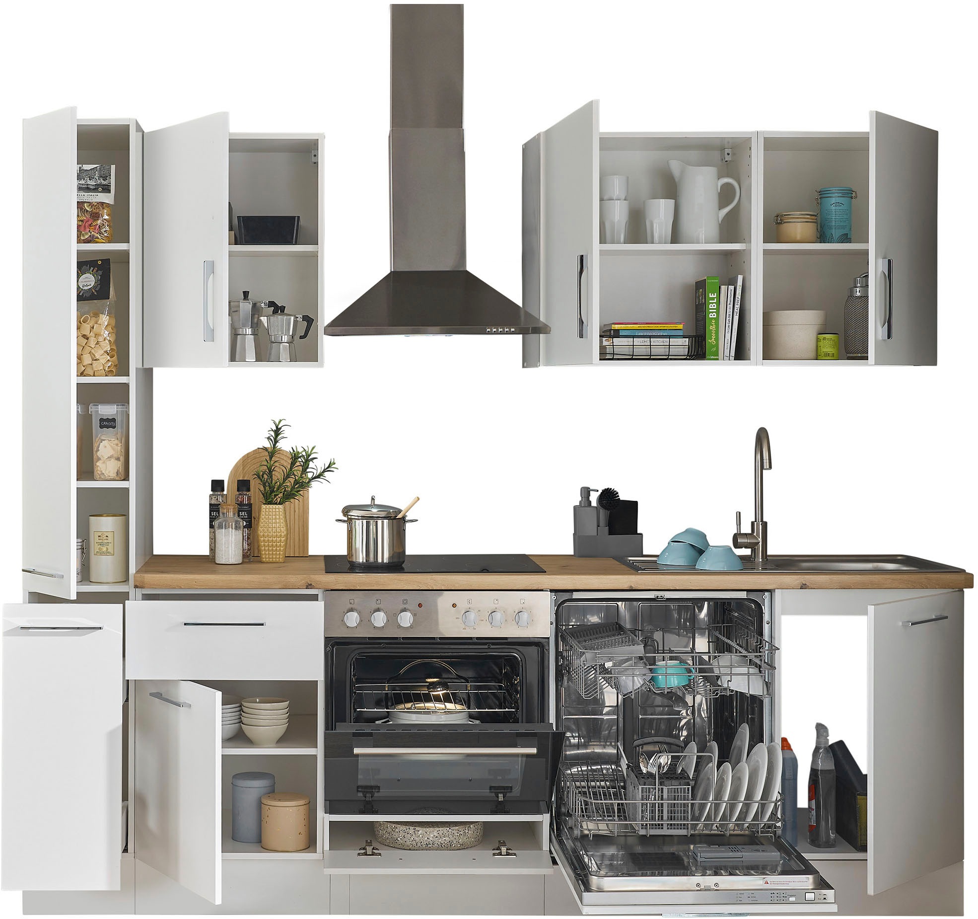 BASIC by Balculina Küchenzeile »Turin«, Breite 250 cm, wahlweise mit E-Geräten